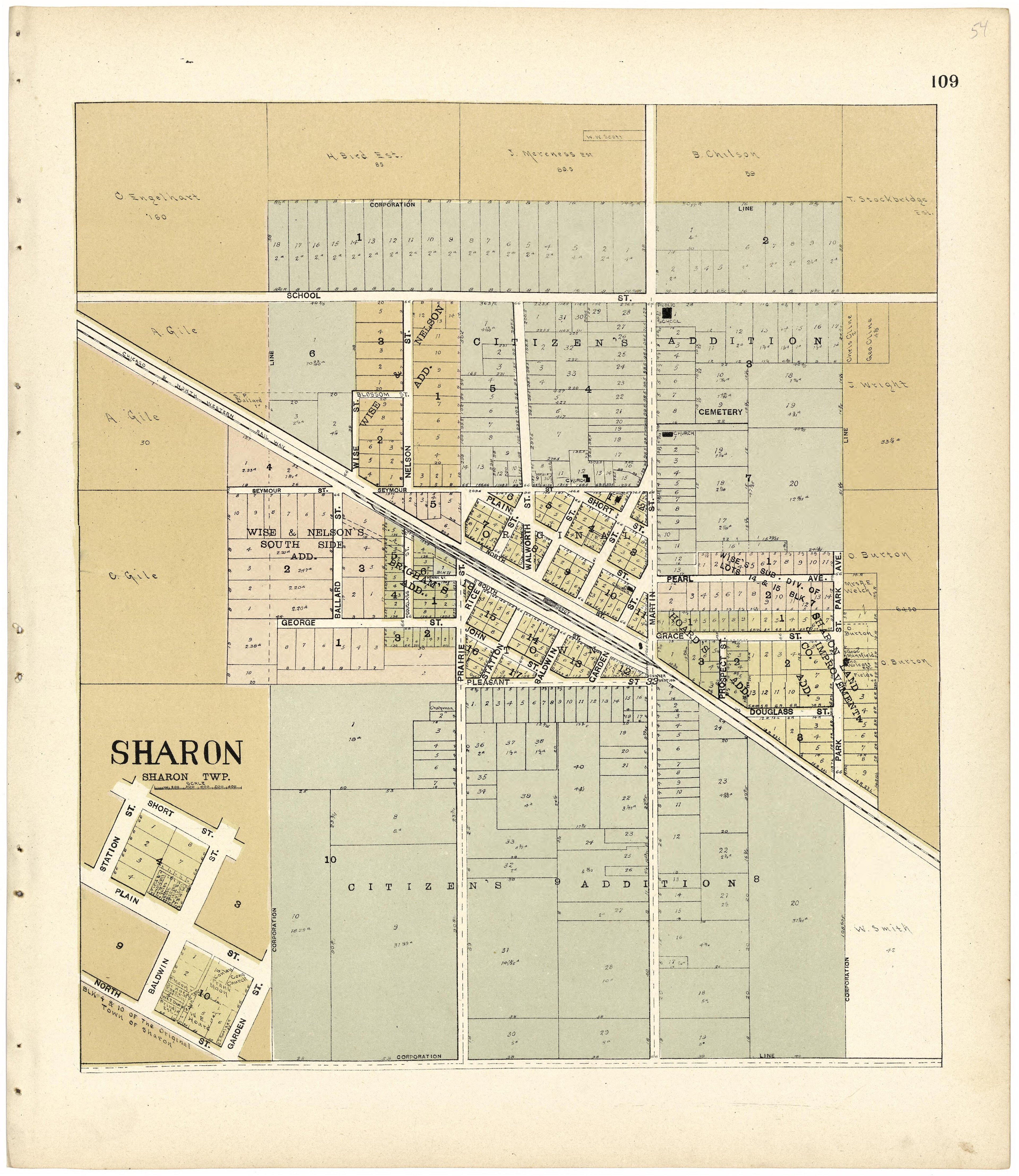 Sharon from Standard Atlas of Walworth County, Wisconsin 1907 by Relic Map Company
