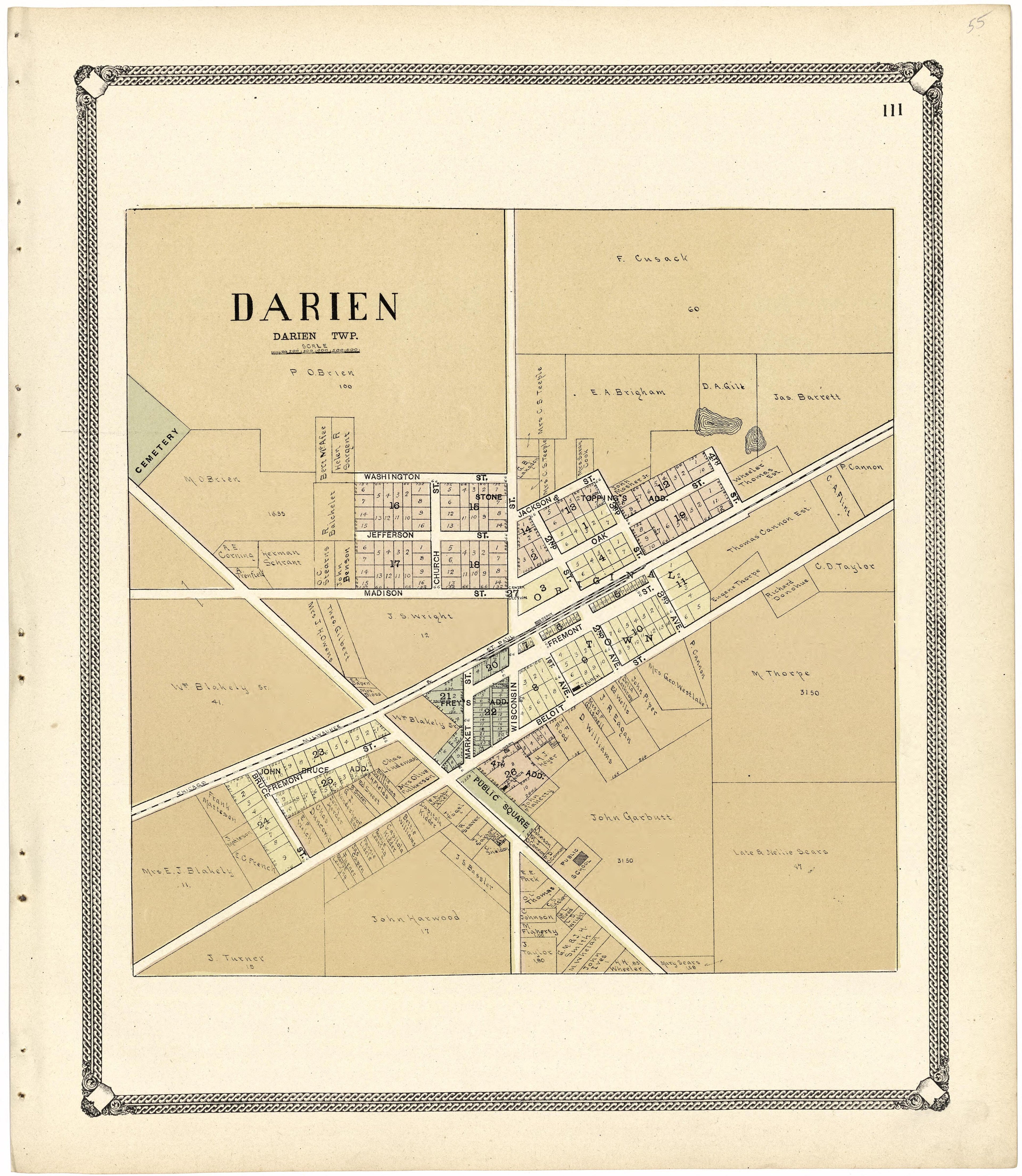 Darien from Standard Atlas of Walworth County, Wisconsin 1907 by Relic Map Company