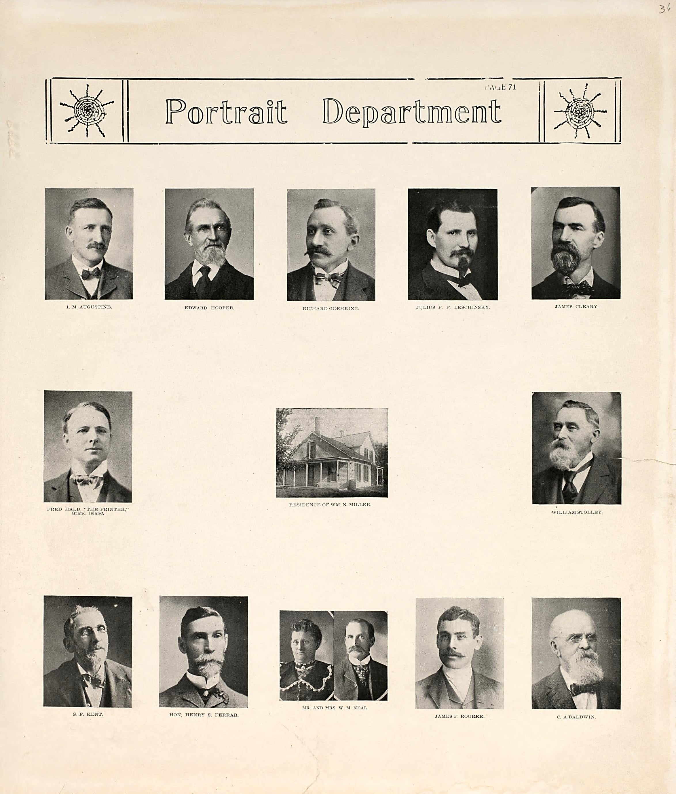 Portrait Department - 1 from Standard Atlas of Hall County, Nebraska : Including a Plat Book of the Villages, Cities and Precincts of the County, Map of the State, United States and World, Patrons Directory, Reference Business … 1904 by Relic Map Company