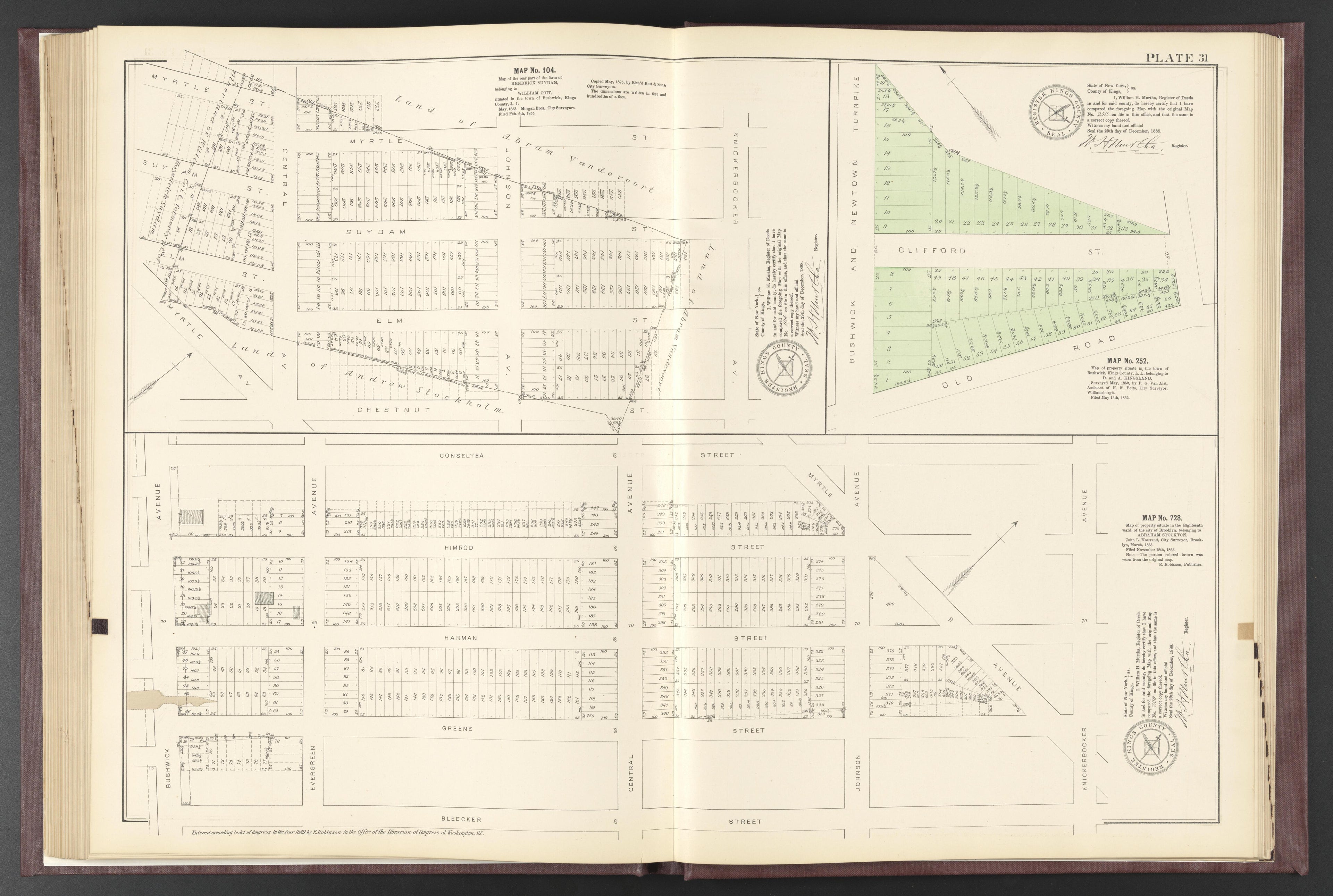 Image 80 of ..Iimportant Maps of Wards...of Brooklyn...Kings County, NY from Certified Copies of Important Maps of Wards 8, 17, 18, 22, 23, 24, and 25 City of Brooklyn, Filed In the Office of Register Kings County, New York 1889 by Relic Map Company