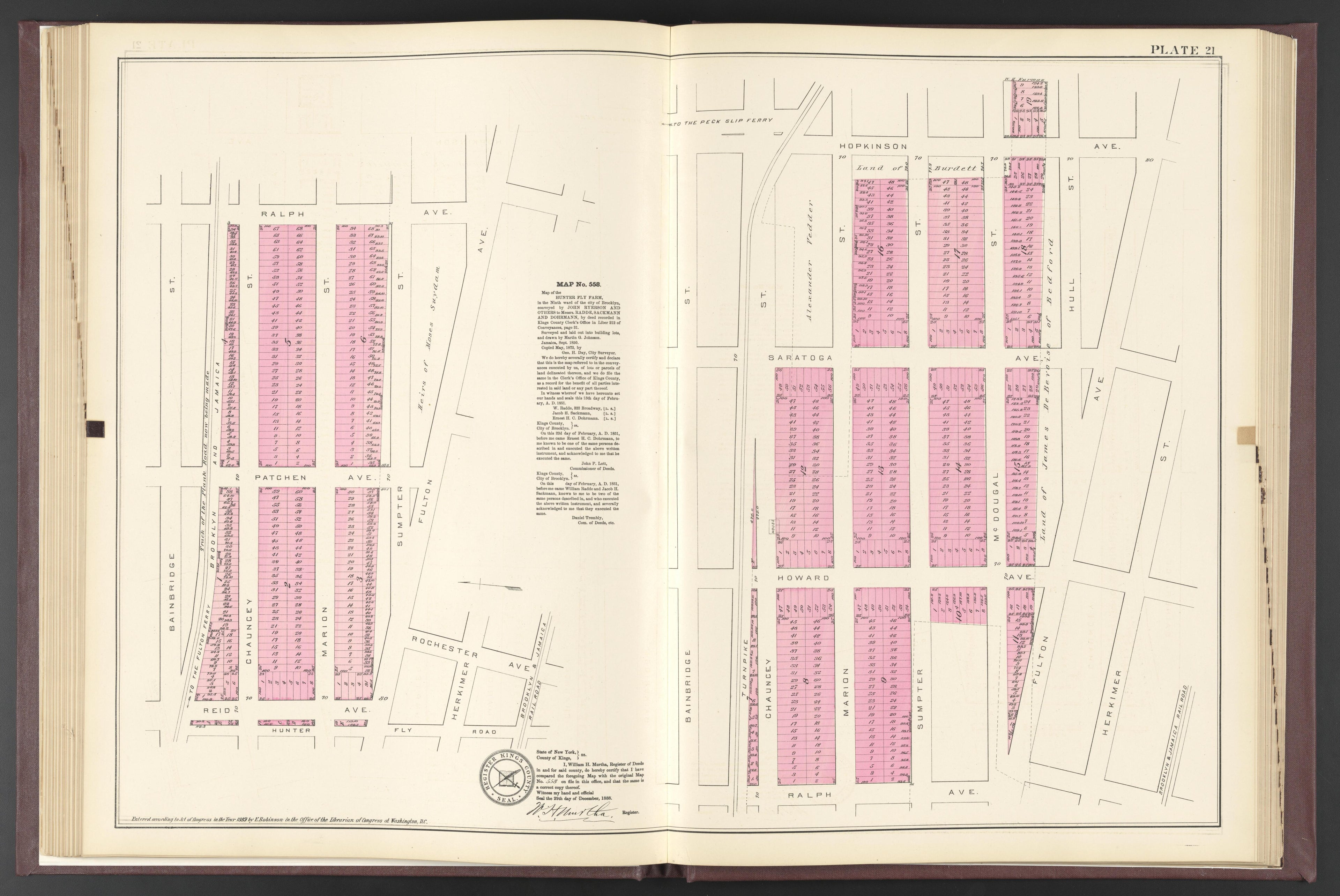 Image 24 of ..Iimportant Maps of Wards...of Brooklyn...Kings County, NY from Certified Copies of Important Maps of Wards 8, 17, 18, 22, 23, 24, and 25 City of Brooklyn, Filed In the Office of Register Kings County, New York 1889 by Relic Map Company