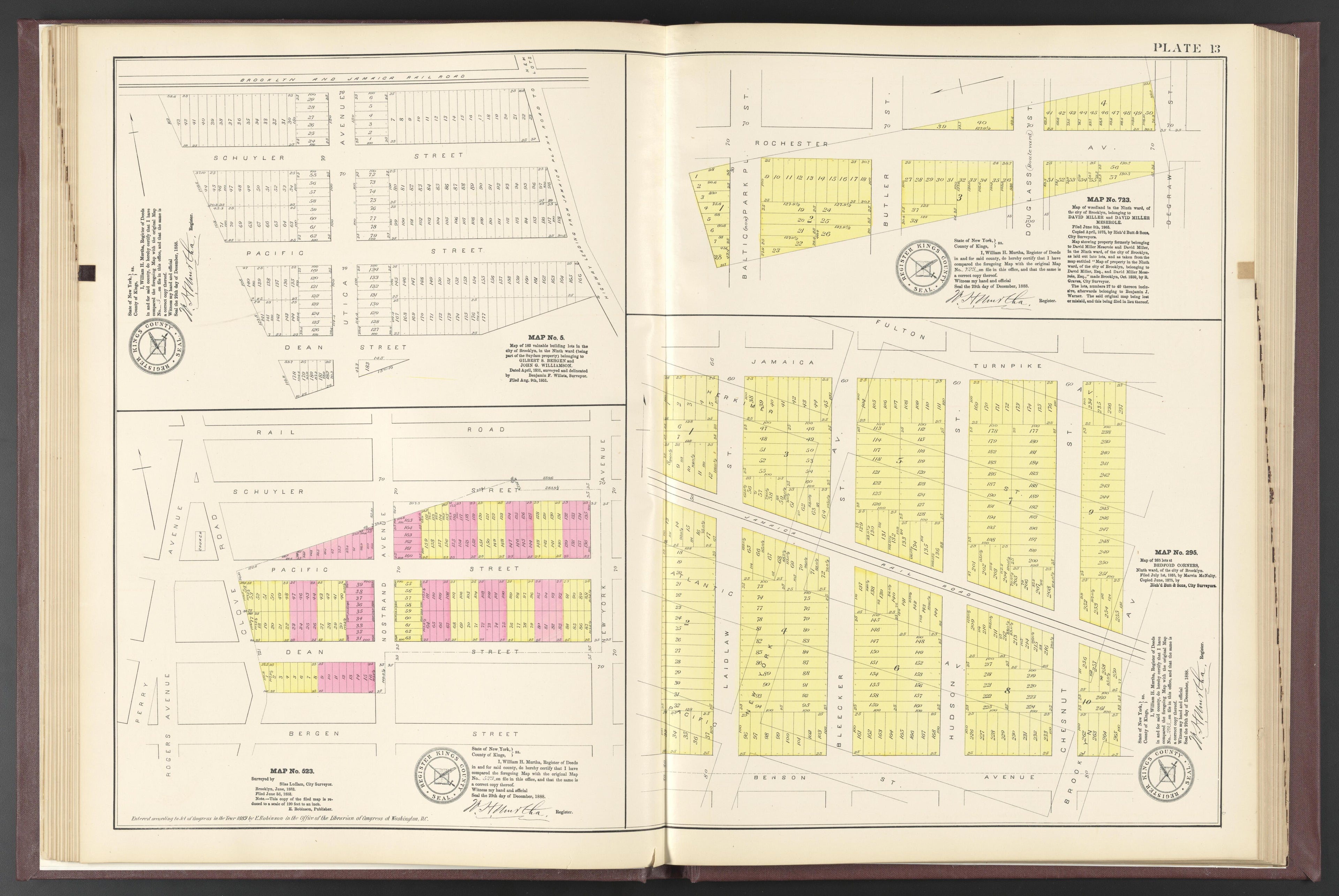 Image 62 of ..Iimportant Maps of Wards...of Brooklyn...Kings County, NY from Certified Copies of Important Maps of Wards 8, 17, 18, 22, 23, 24, and 25 City of Brooklyn, Filed In the Office of Register Kings County, New York 1889 by Relic Map Company