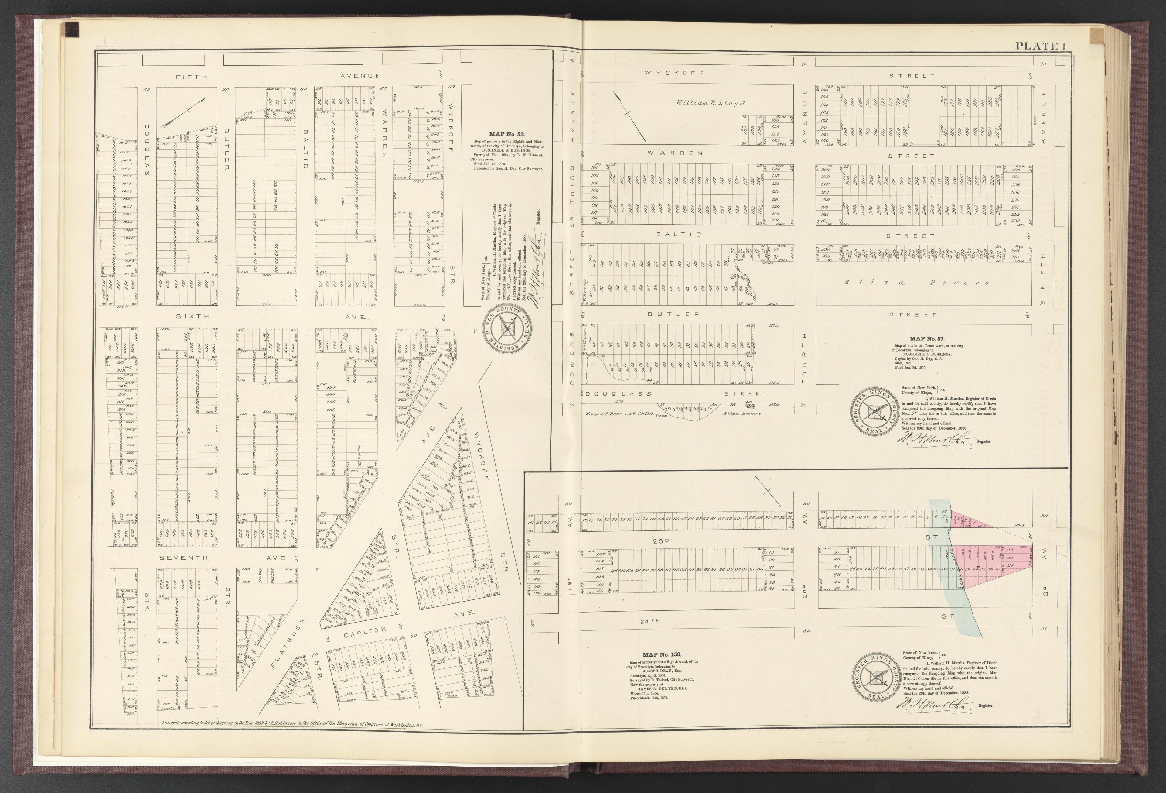 Image 50 of ..Iimportant Maps of Wards...of Brooklyn...Kings County, NY from Certified Copies of Important Maps of Wards 8, 17, 18, 22, 23, 24, and 25 City of Brooklyn, Filed In the Office of Register Kings County, New York 1889 by Relic Map Company