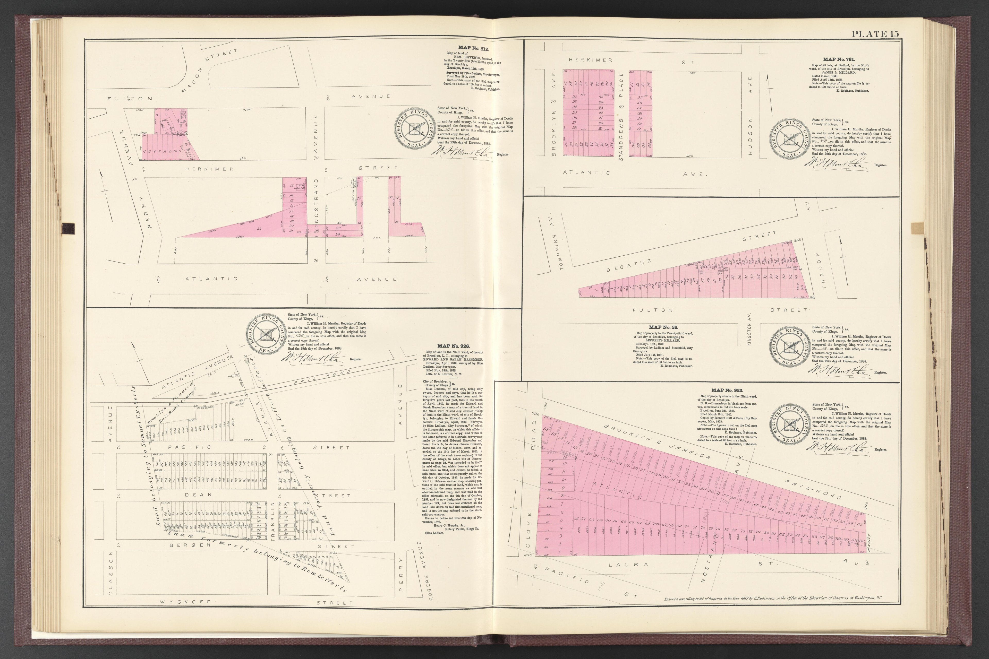 Image 64 of ..Iimportant Maps of Wards...of Brooklyn...Kings County, NY from Certified Copies of Important Maps of Wards 8, 17, 18, 22, 23, 24, and 25 City of Brooklyn, Filed In the Office of Register Kings County, New York 1889 by Relic Map Company