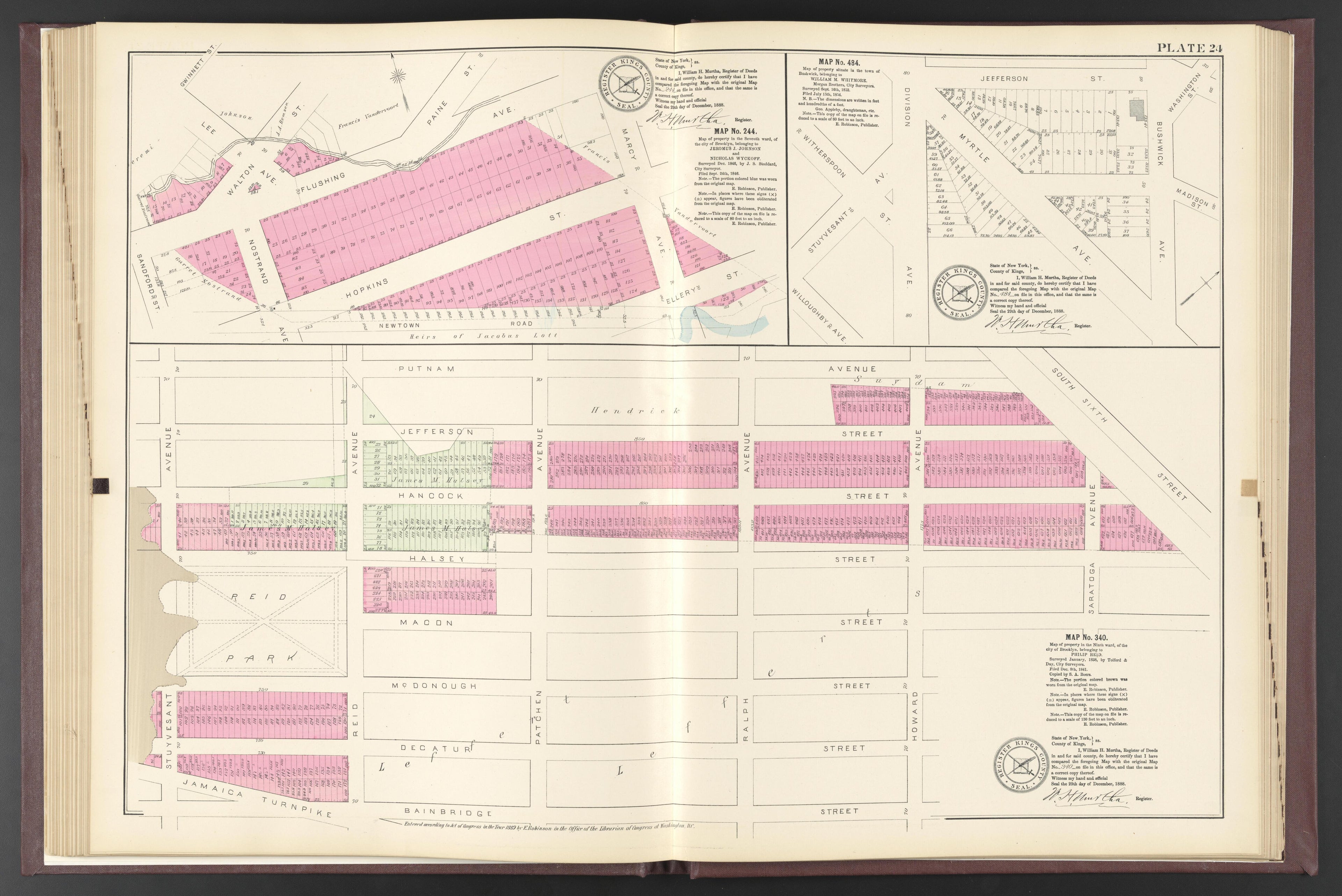 Image 27 of ..Iimportant Maps of Wards...of Brooklyn...Kings County, NY from Certified Copies of Important Maps of Wards 8, 17, 18, 22, 23, 24, and 25 City of Brooklyn, Filed In the Office of Register Kings County, New York 1889 by Relic Map Company