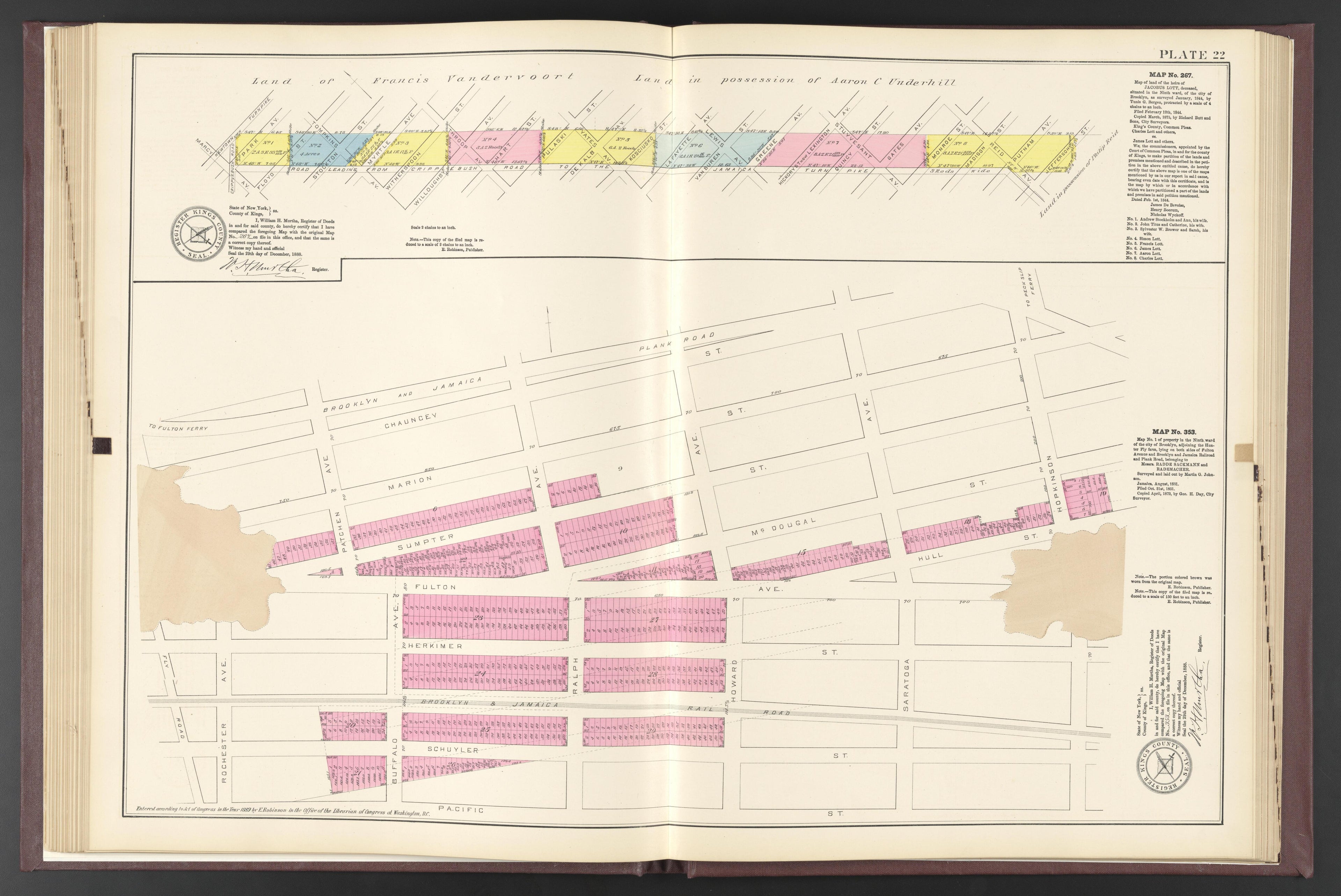 Image 25 of ..Iimportant Maps of Wards...of Brooklyn...Kings County, NY from Certified Copies of Important Maps of Wards 8, 17, 18, 22, 23, 24, and 25 City of Brooklyn, Filed In the Office of Register Kings County, New York 1889 by Relic Map Company
