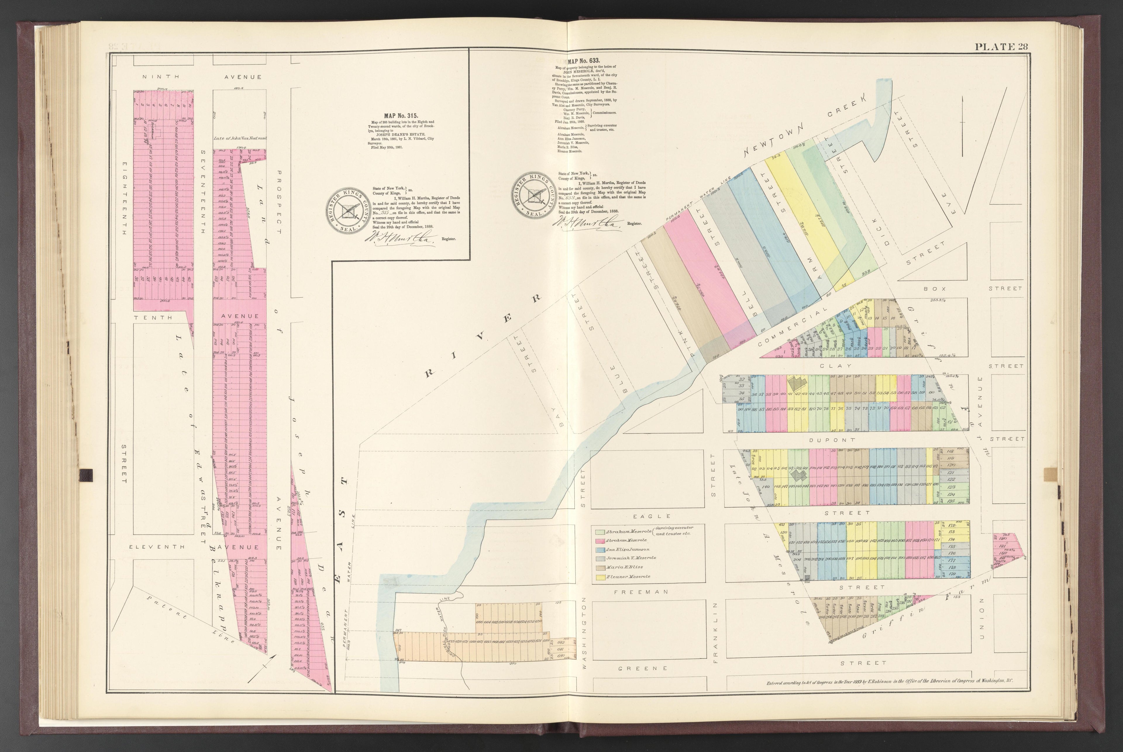 Image 31 of ..Iimportant Maps of Wards...of Brooklyn...Kings County, NY from Certified Copies of Important Maps of Wards 8, 17, 18, 22, 23, 24, and 25 City of Brooklyn, Filed In the Office of Register Kings County, New York 1889 by Relic Map Company