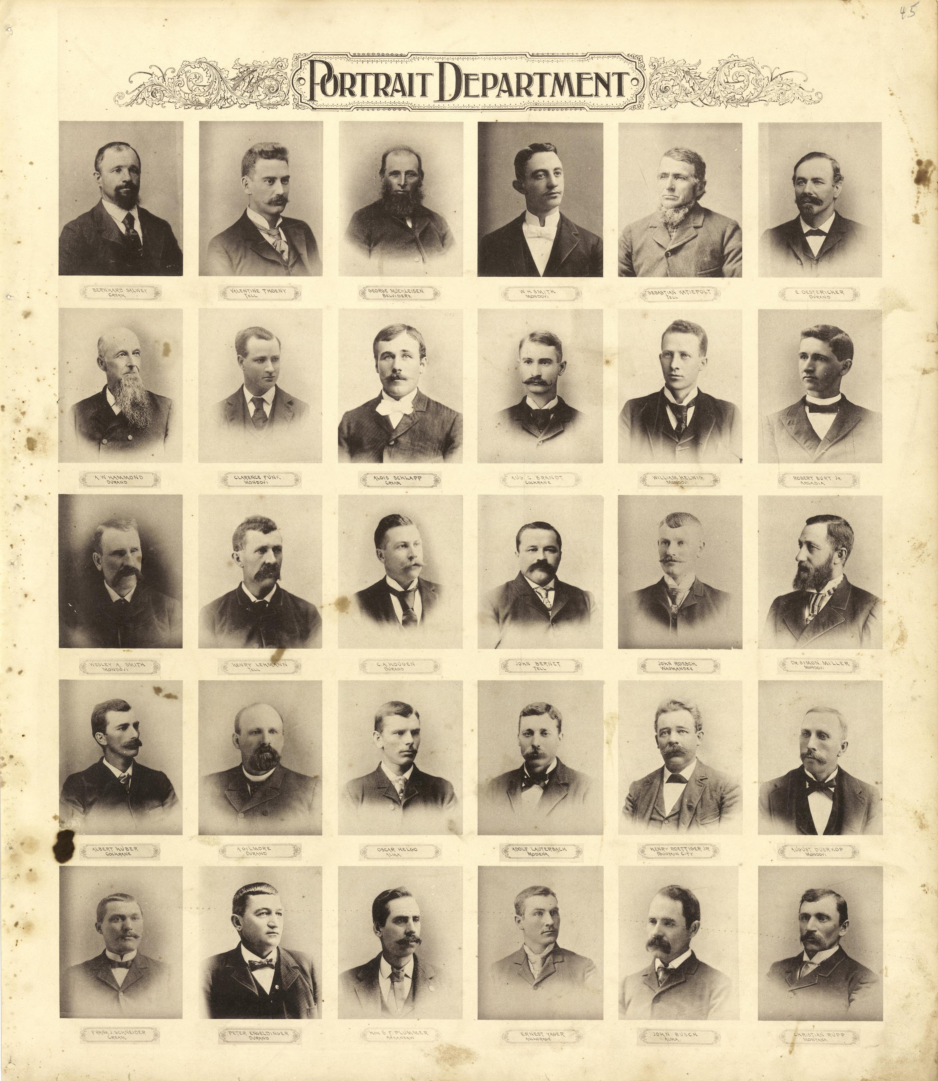 Portrait Department - Continued from Standard Atlas of Buffalo and Pepin Counties, Wisconsin : Including a Plat Book of the Villages, Cities and Townships of the County, Map of the State, United States and World : Farmers … 1896 by Relic Map Company