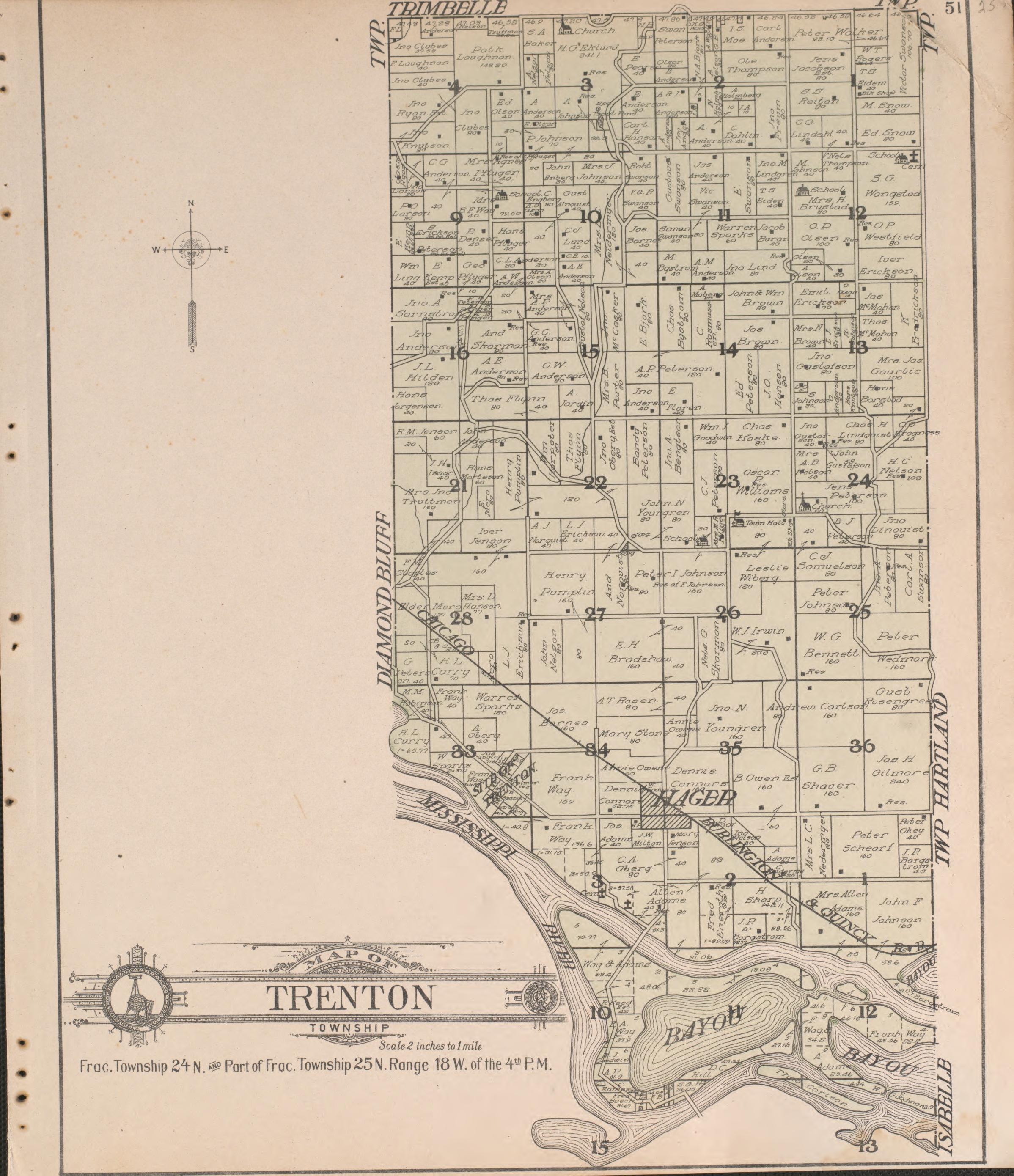Trenton from Standard Atlas of Pierce County, Wisconsin : Including a Plat Book of the Villages, Cities and Townships of the County, Map of the State, United States and World : Patrons Directory, Reference … 1908 by Relic Map Company