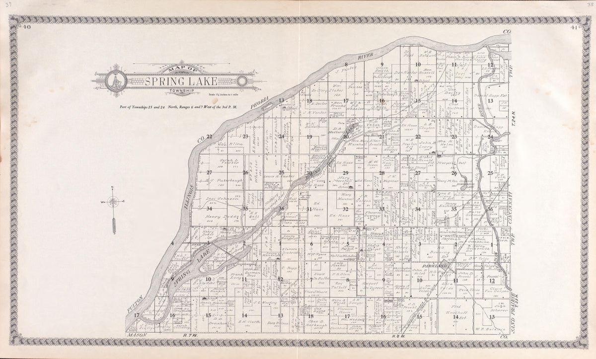 Spring Lake from Standard Atlas of Tazewell County, Illinois : Including a Plat Book of the Villages, Cities and Townships of the County, Map of the State, United States and World : Patrons Directory, Reference … 1929 by Relic Map Company