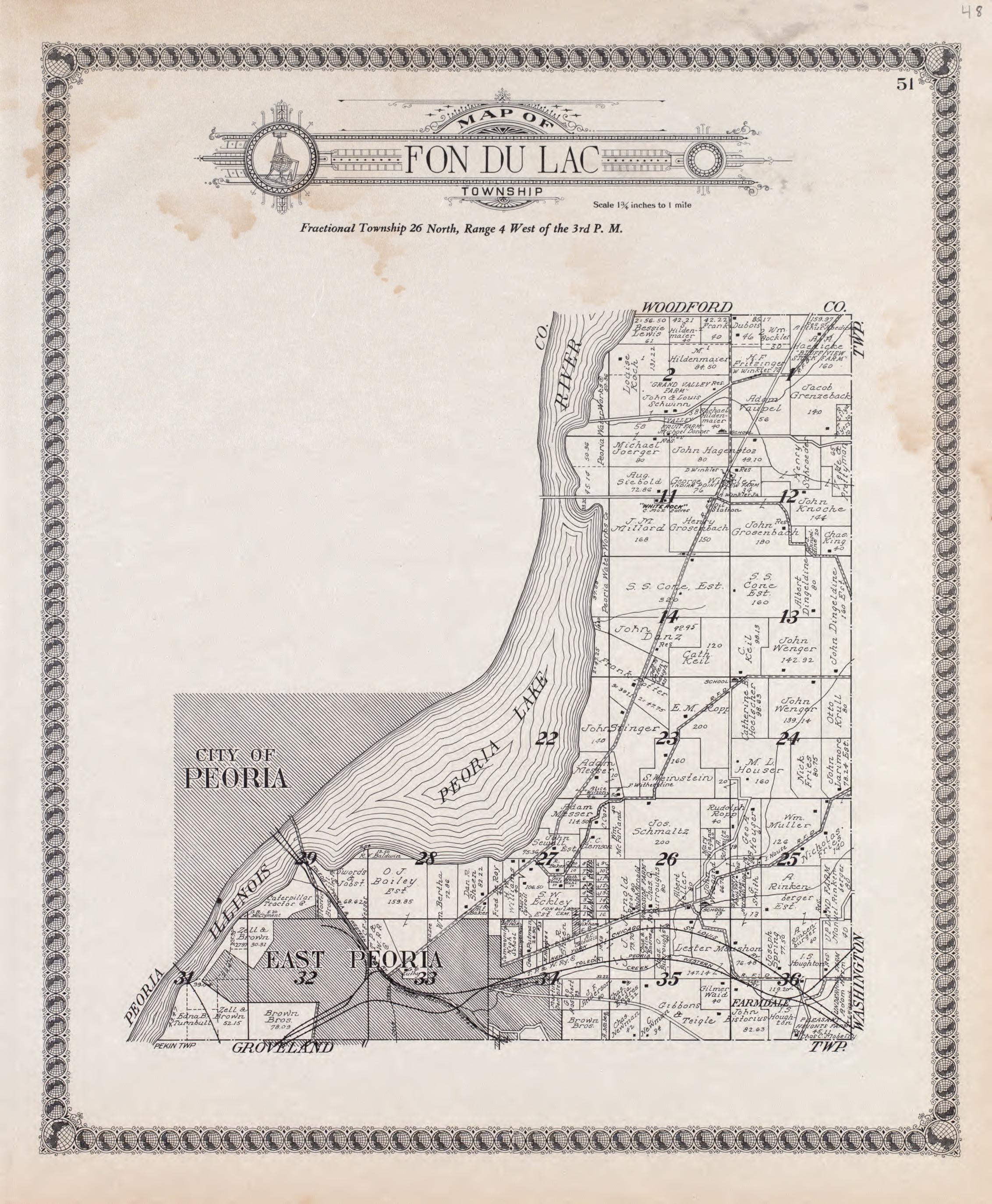 Fon Du Lac from Standard Atlas of Tazewell County, Illinois : Including a Plat Book of the Villages, Cities and Townships of the County, Map of the State, United States and World : Patrons Directory, Reference … 1929 by Relic Map Company