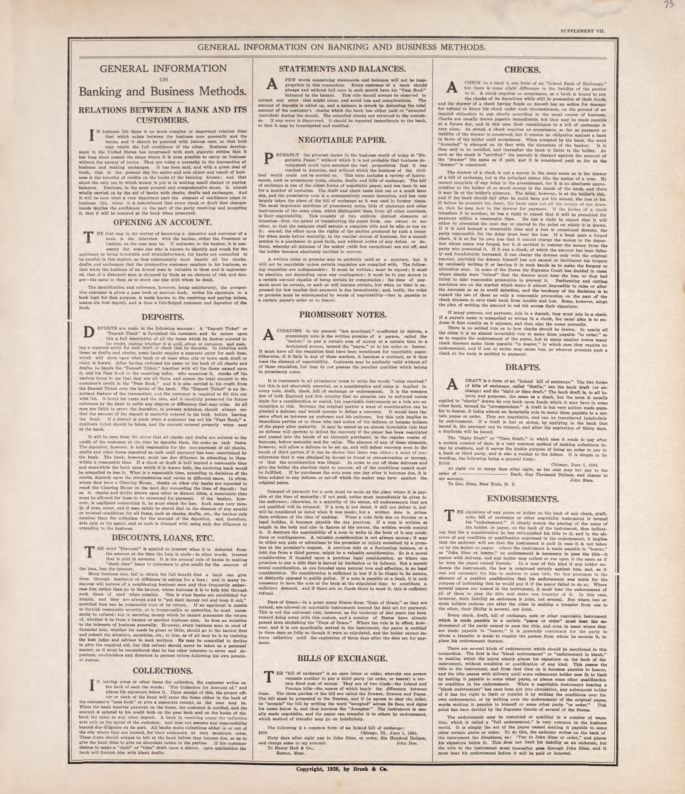 General Information On Banking and Business Methods from Standard Atlas of Tazewell County, Illinois : Including a Plat Book of the Villages, Cities and Townships of the County, Map of the State, United States and World : Patrons Directory, Reference ... by Relic Map Company