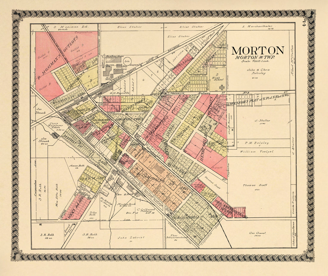 Morton from Standard Atlas of Tazewell County, Illinois : Including a Plat Book of the Villages, Cities and Townships of the County, Map of the State, United States and World : Patrons Directory, Reference … 1929 by Relic Map Company