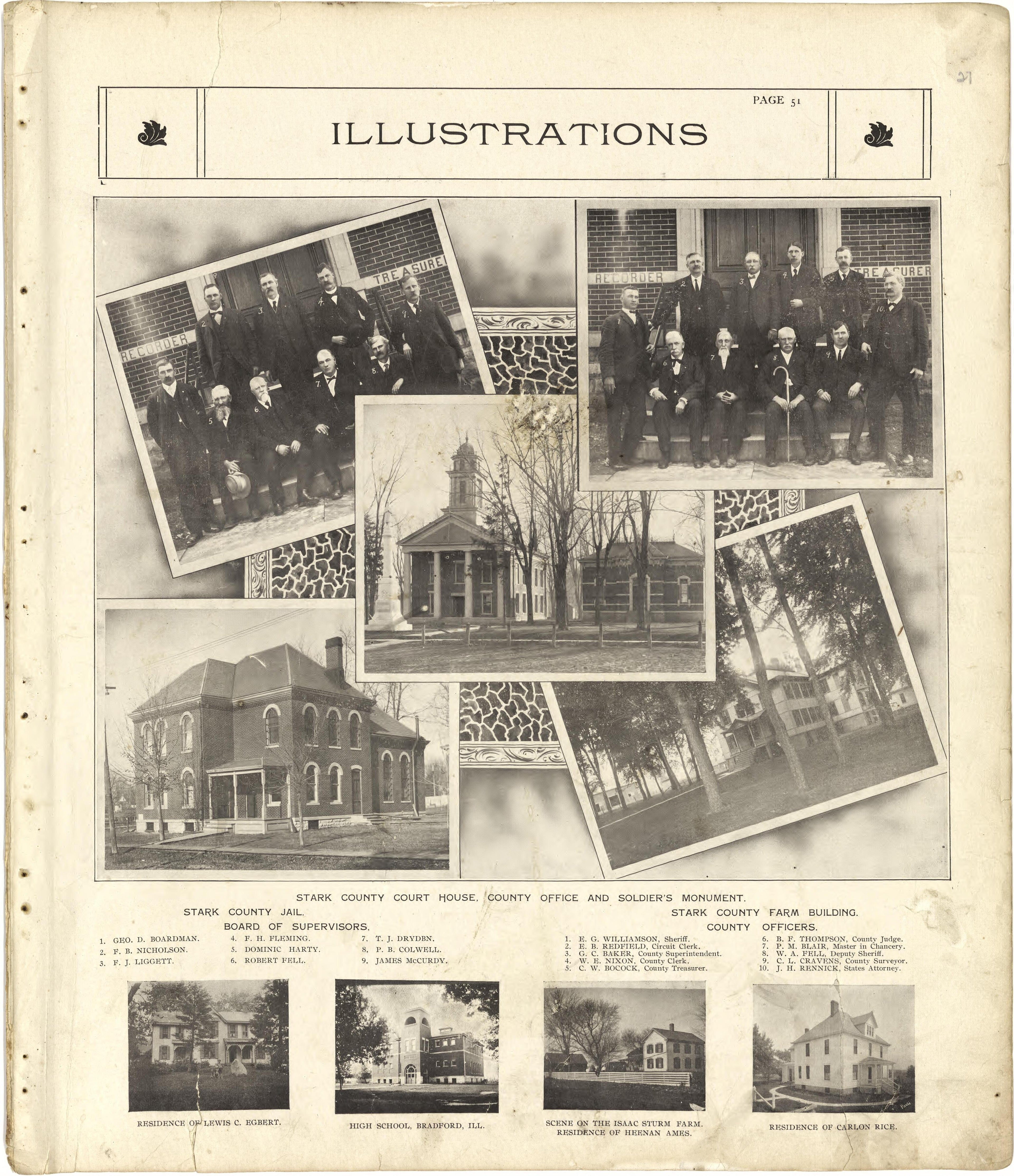 Illustrations from Standard Atlas of Stark County, Illinois : Including a Plat Book of the Villages, Cities and Townships of the County, Map of the State, United States and World : Patrons Directory, Reference … 1907 by Relic Map Company