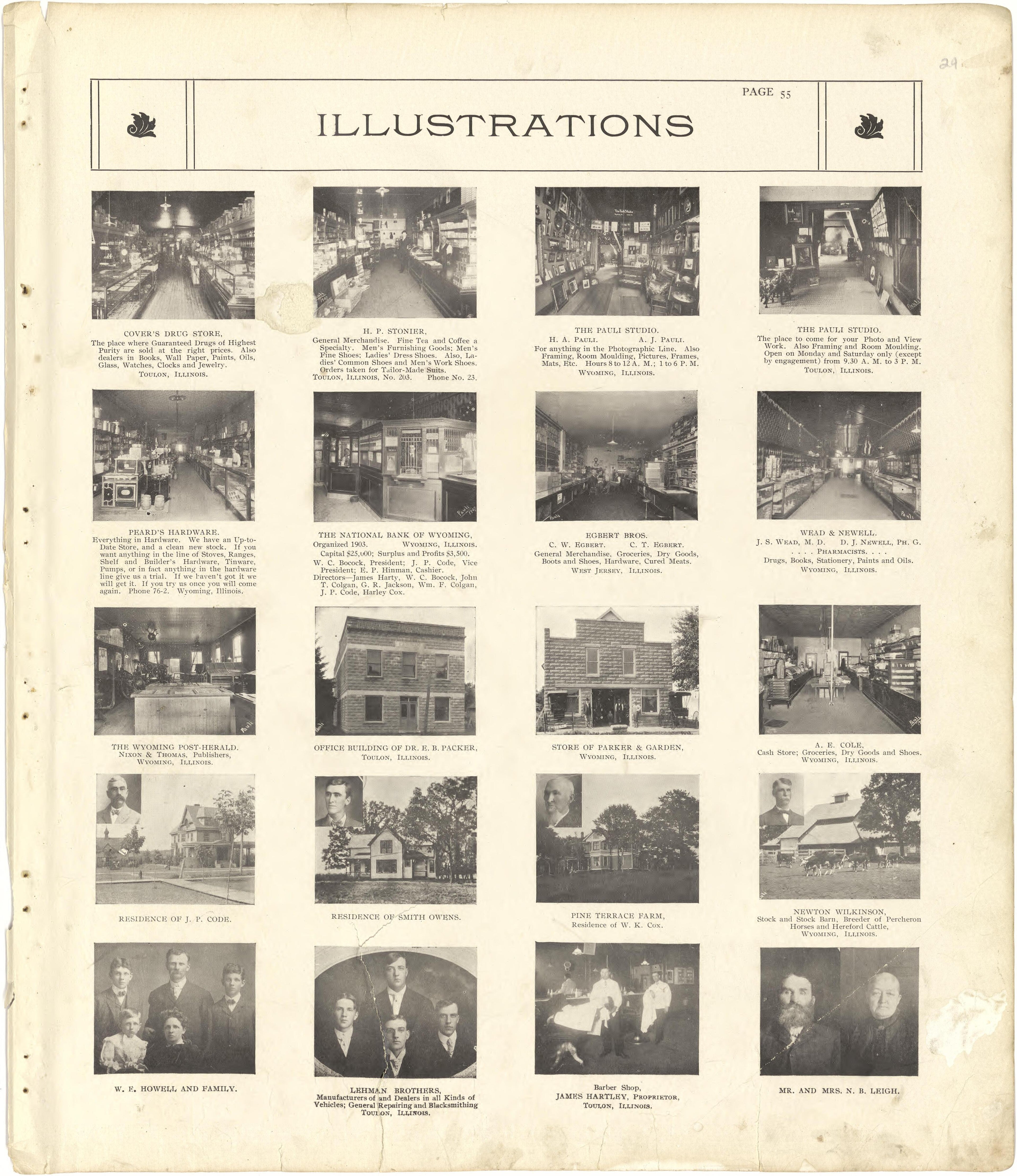 Illustrations from Standard Atlas of Stark County, Illinois : Including a Plat Book of the Villages, Cities and Townships of the County, Map of the State, United States and World : Patrons Directory, Reference … 1907 by Relic Map Company