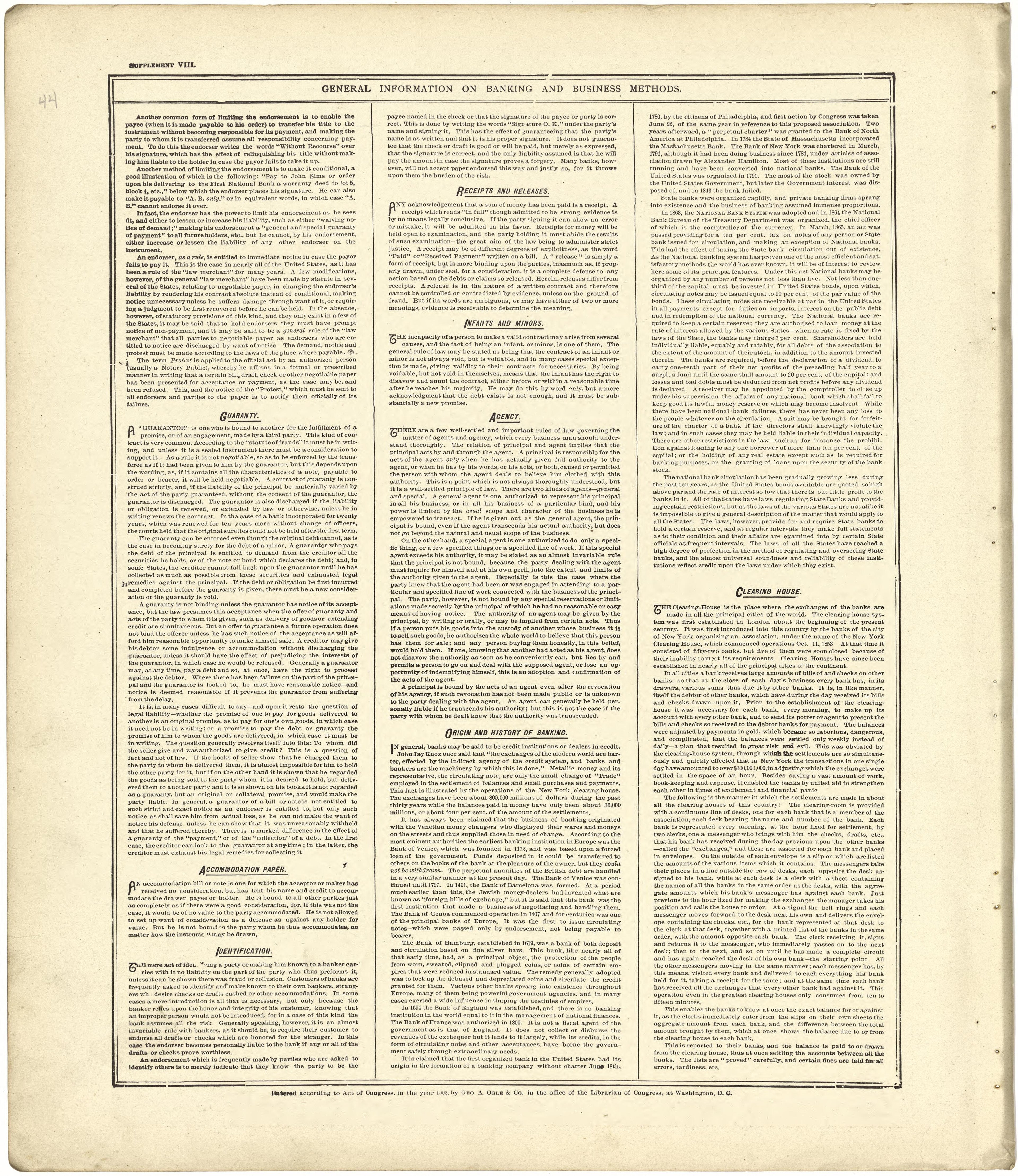 General Information On Banking and Business Methods - Continued from Standard Atlas of Stark County, Illinois : Including a Plat Book of the Villages, Cities and Townships of the County, Map of the State, United States and World : Patrons Directory, R... by Relic Map Company