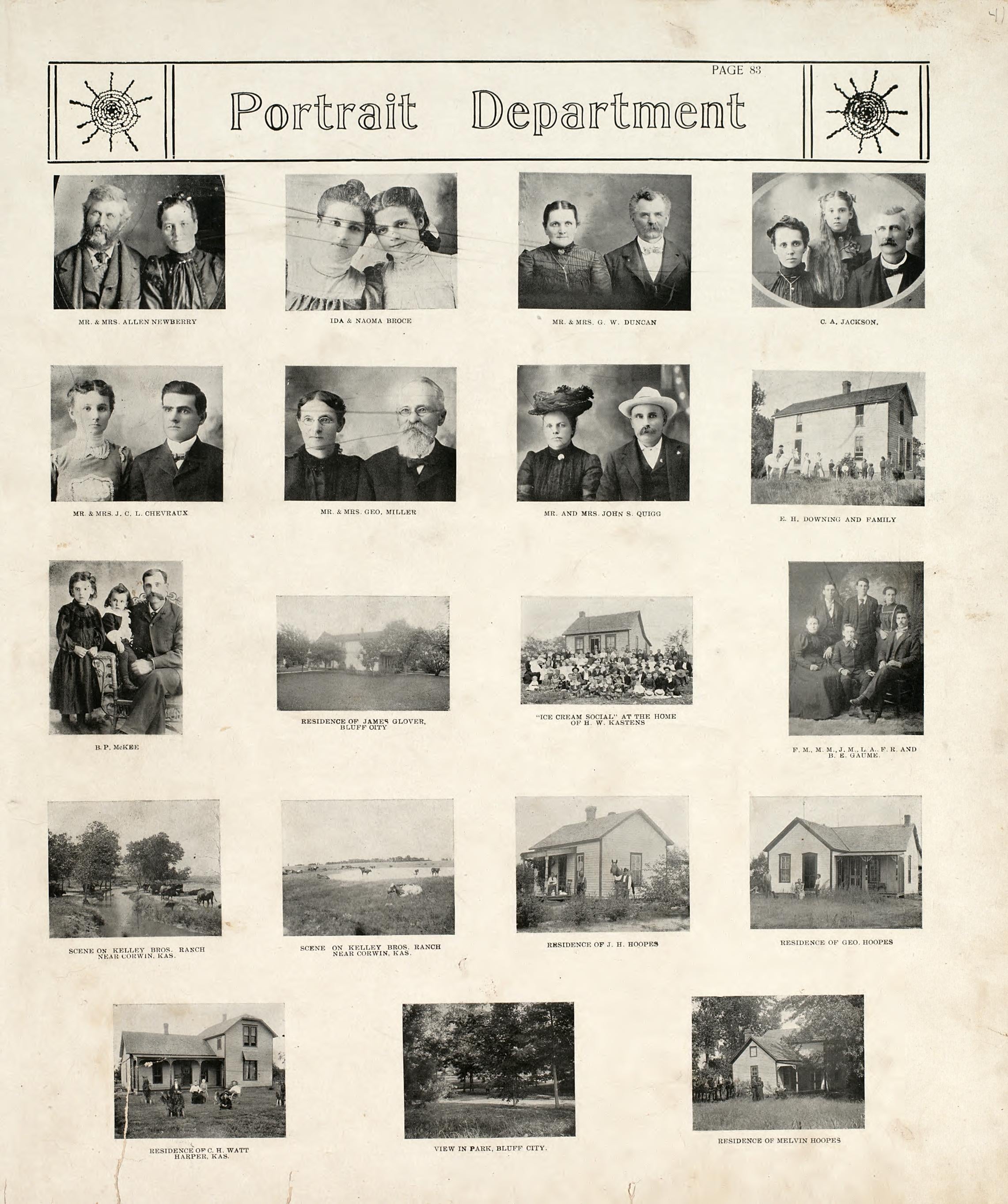 Portrait Department from Standard Atlas of Harper County, Kansas : Including a Plat Book of the Villages, Cities and Townships of the County, Map of the State, United States and World, Patrons Directory, Reference Business … 1902 by Relic Map Company