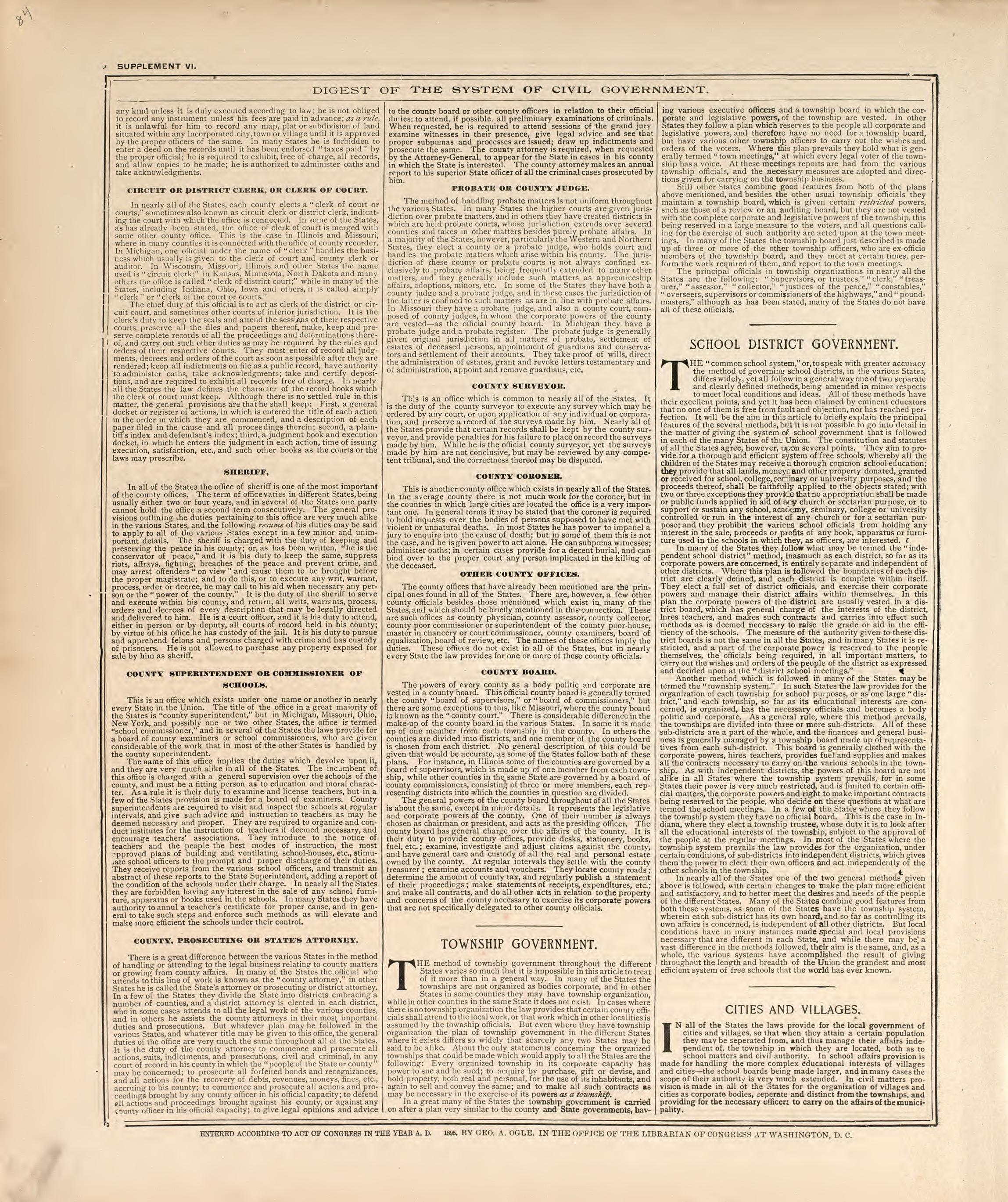 Digest of the System of Civil Government - 4 from Standard Atlas of Madison County, Illinois : Including a Plat Book of the Villages, Cities and Townships of the County, Map of the State, United States and World : Patrons Directory, Reference … 1906 by Relic Map Company