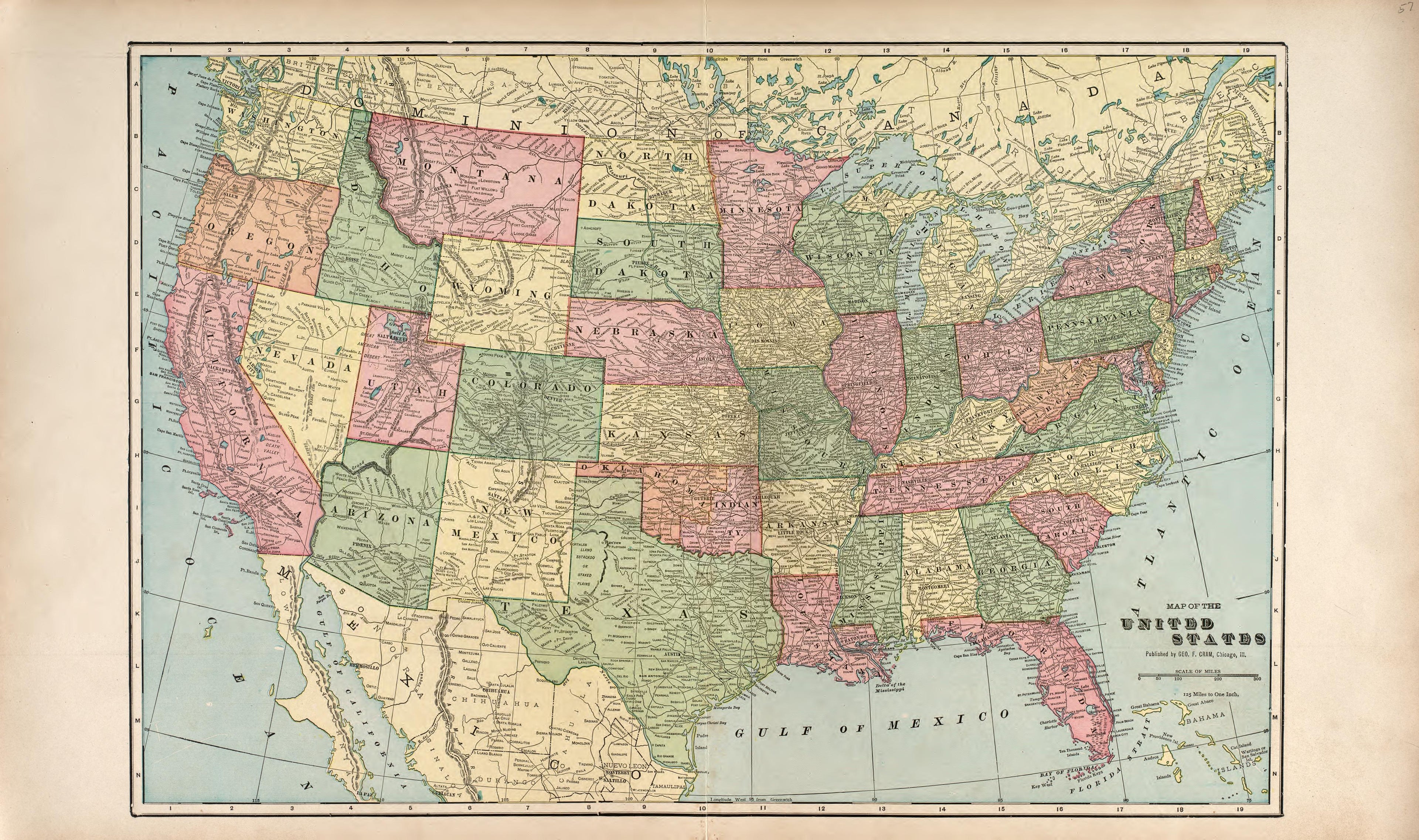 United States from Standard Atlas of Madison County, Illinois : Including a Plat Book of the Villages, Cities and Townships of the County, Map of the State, United States and World : Patrons Directory, Reference … 1906 by Relic Map Company