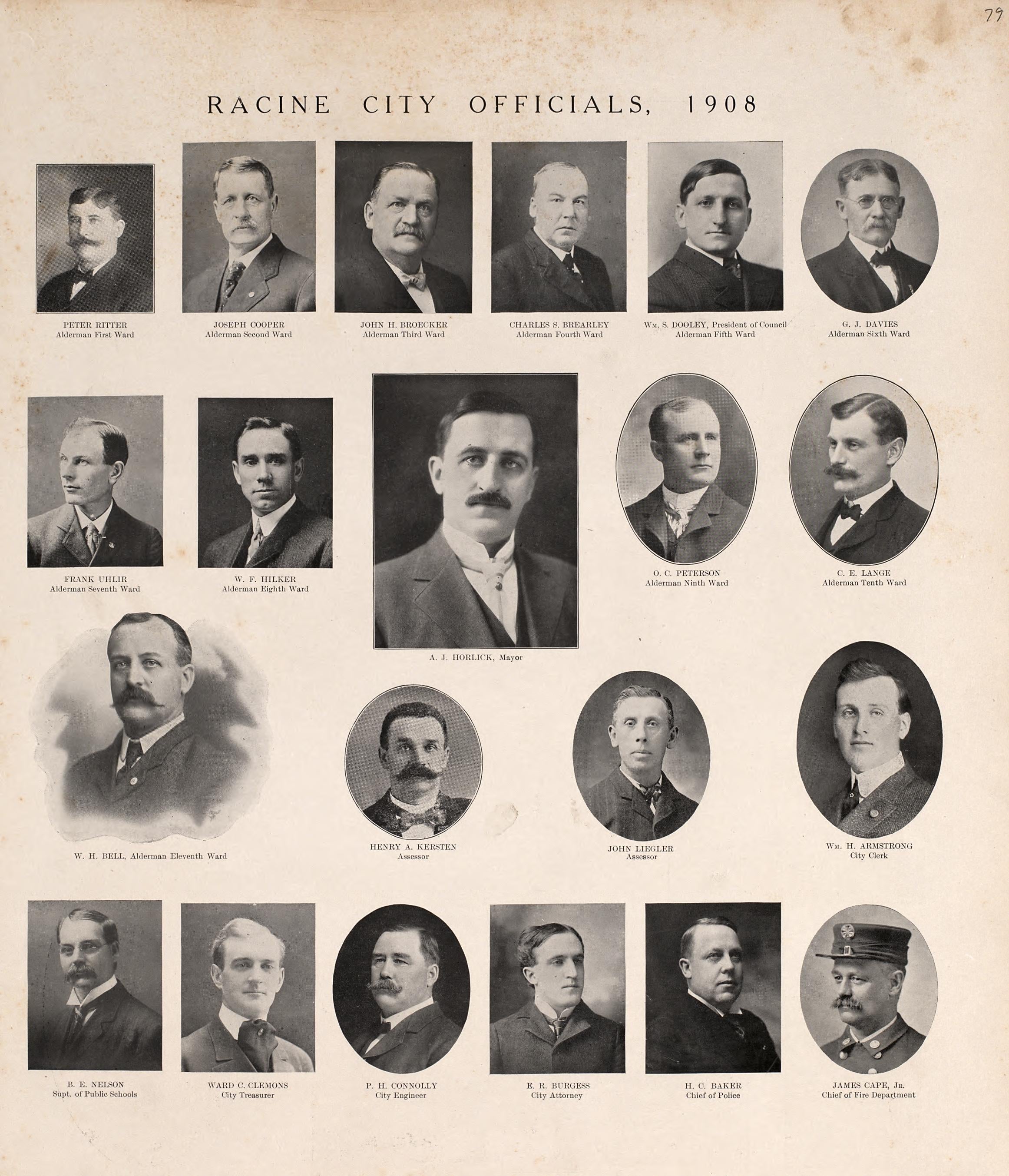 Portraits from Plat Book of Racine and Kenosha Counties, Wisconsin : Including Plats of the Villages, Cities and Townships of the Counties, Map of the State, United States and World, Patrons Directory, Reference Business … 1908 by Relic Map Company