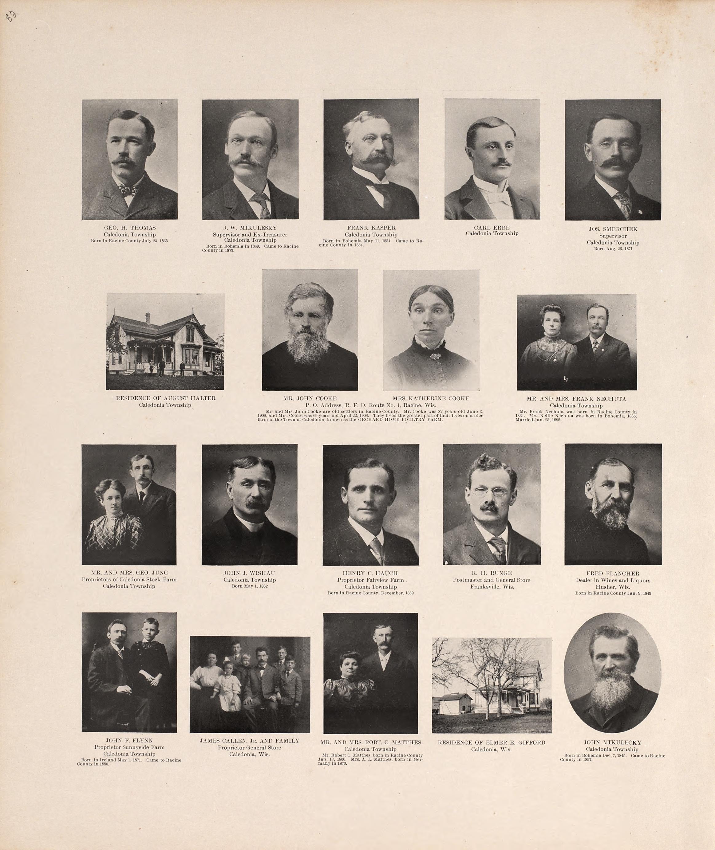 Portraits from Plat Book of Racine and Kenosha Counties, Wisconsin : Including Plats of the Villages, Cities and Townships of the Counties, Map of the State, United States and World, Patrons Directory, Reference Business … 1908 by Relic Map Company
