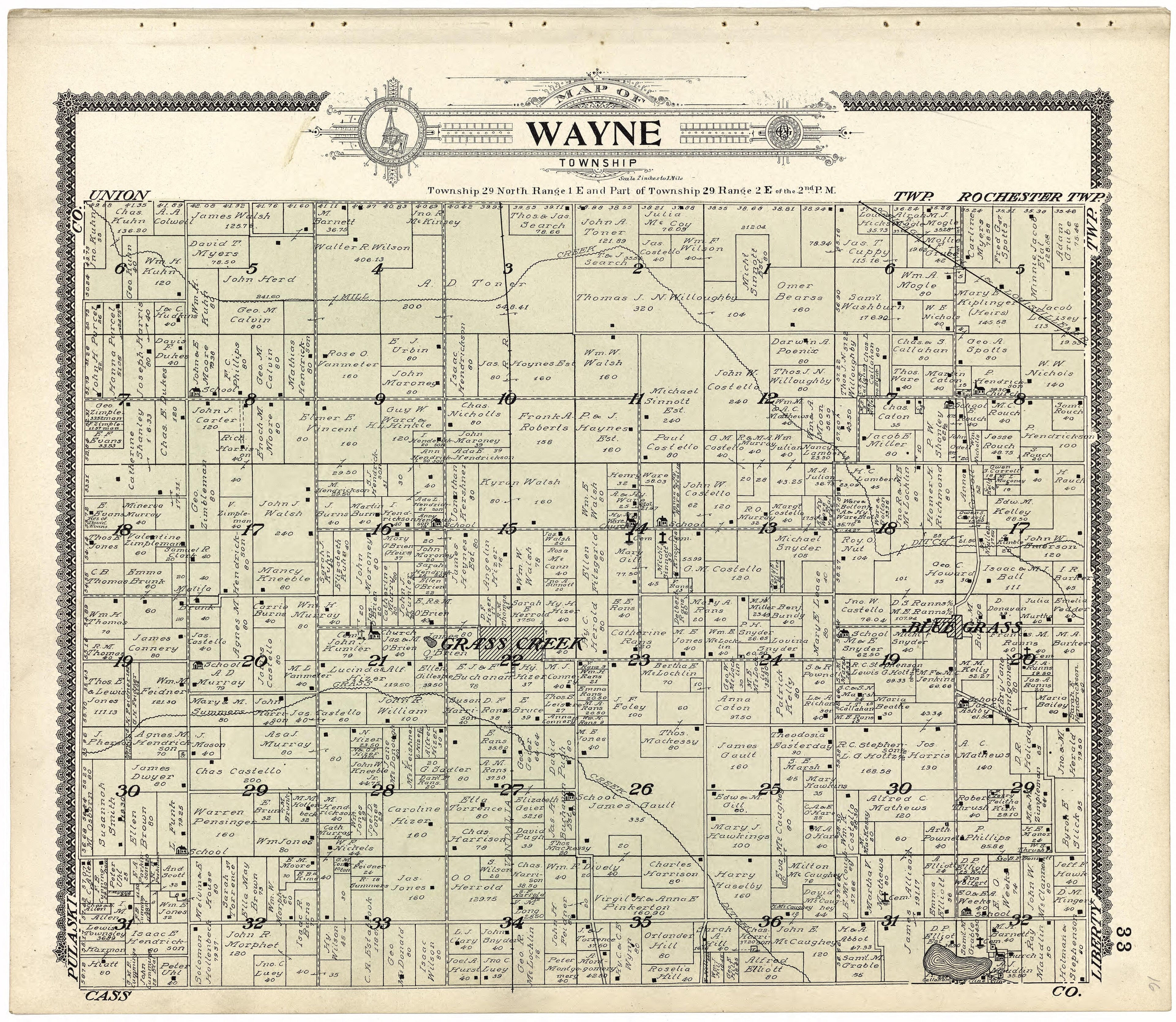 Map of Wayne Township from Standard Atlas of Fulton County, Indiana : Including a Plat Book of the Villages, Cities and Townships of the County, Map of the State, United States and World, Patrons Directory, Reference Business … 1907 by Relic Map Company