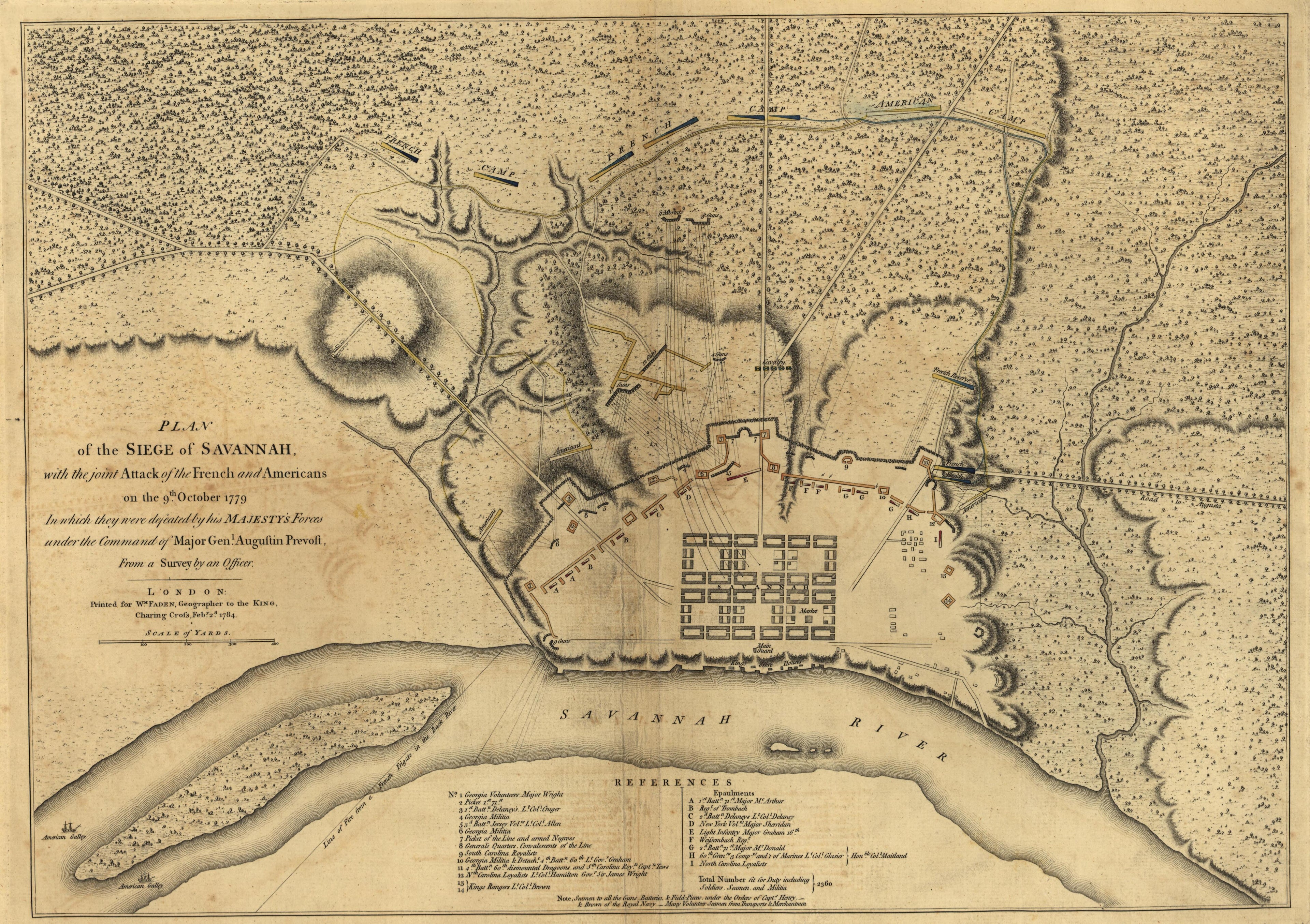 Siege of Savannah, 1779 from Atlas of the Battles of the American Revolution, Together With Maps Shewing the Routes of the British and American Armies, Plans of Cities, Surveys of Harbors, &c 1845 by Relic Map Company