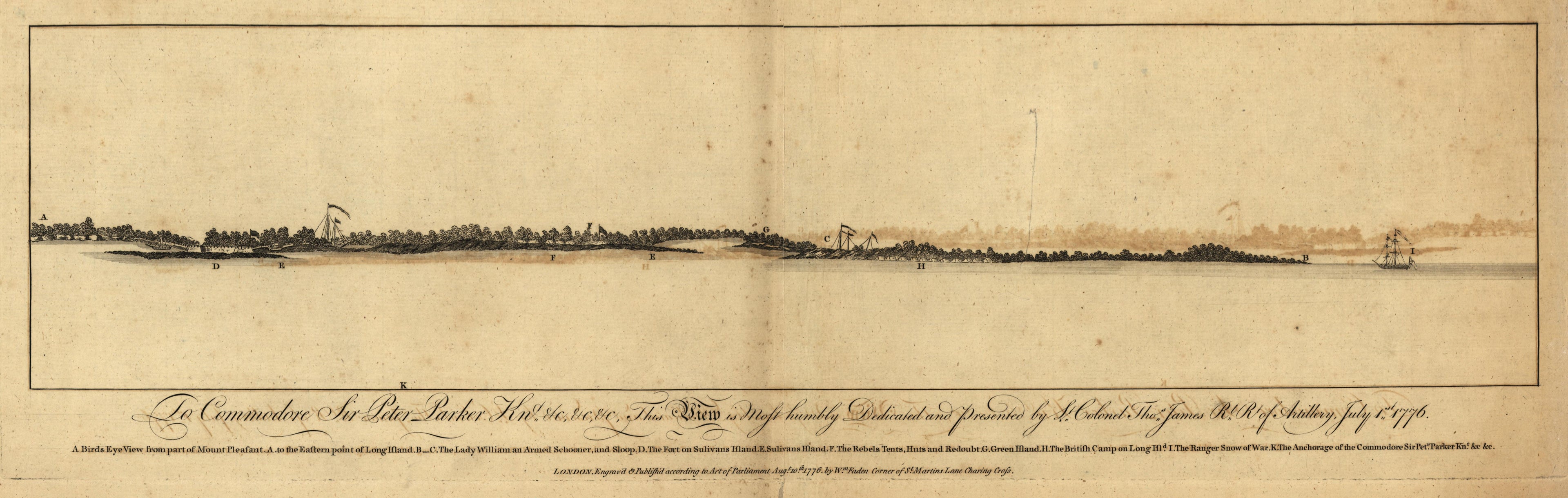View of Mount Pleasant to Eastern Point of Long Island; the Fort On Sullivan&