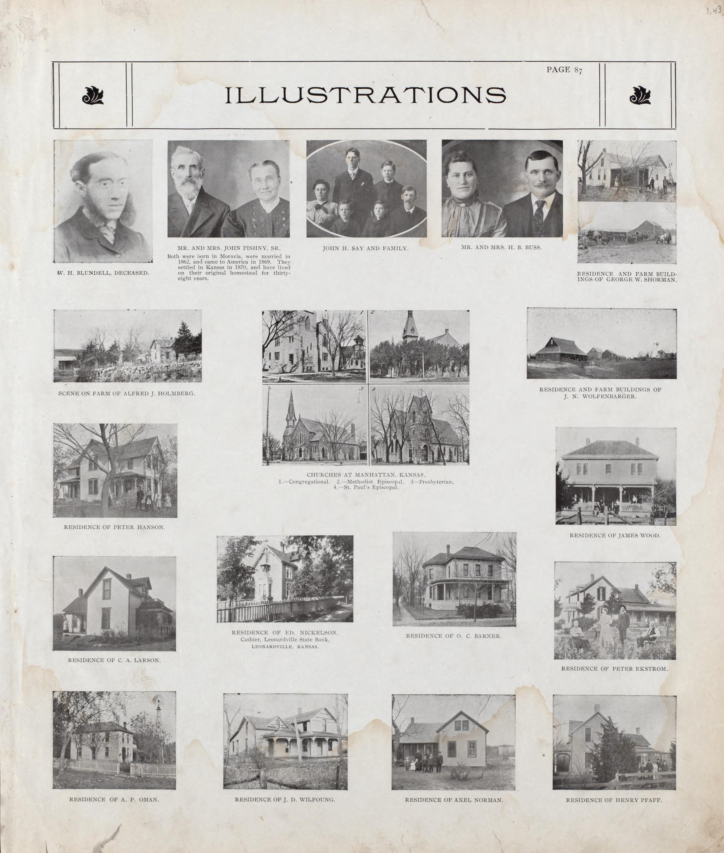 Illustrations - 3 from Standard Atlas of Riley County, Kansas : Including a Plat Book of the Villages, Cities and Townships of the County, Map of the State, United States and World, Patrons Directory, Reference Business … 1909 by Relic Map Company