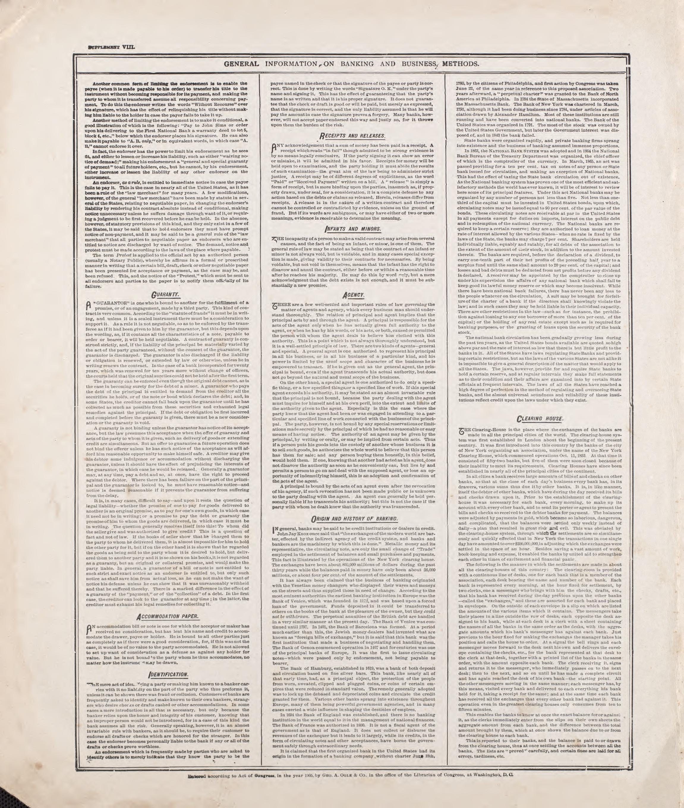 General Information On Banking and Business Methods - 2 from Standard Atlas of Riley County, Kansas : Including a Plat Book of the Villages, Cities and Townships of the County, Map of the State, United States and World, Patrons Directory, Reference Bu... by Relic Map Company