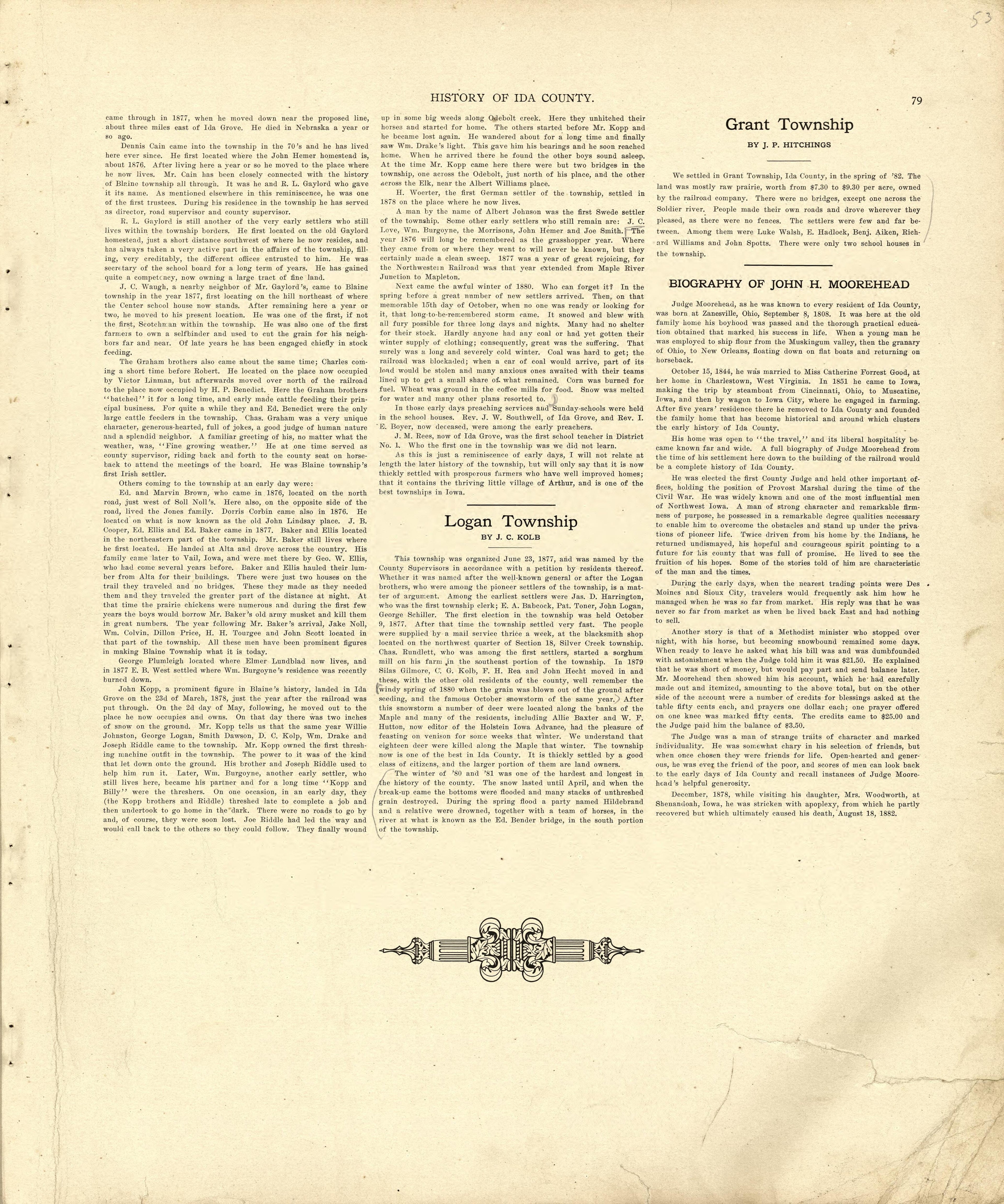 History of Ida County - Continued from Atlas of Ida County, Iowa : Containing Maps of Villages, Cities and Townships of the County, Maps of State, United States and World, Farmers Directory, Business Directory, General Information 1906 by Relic Map Company