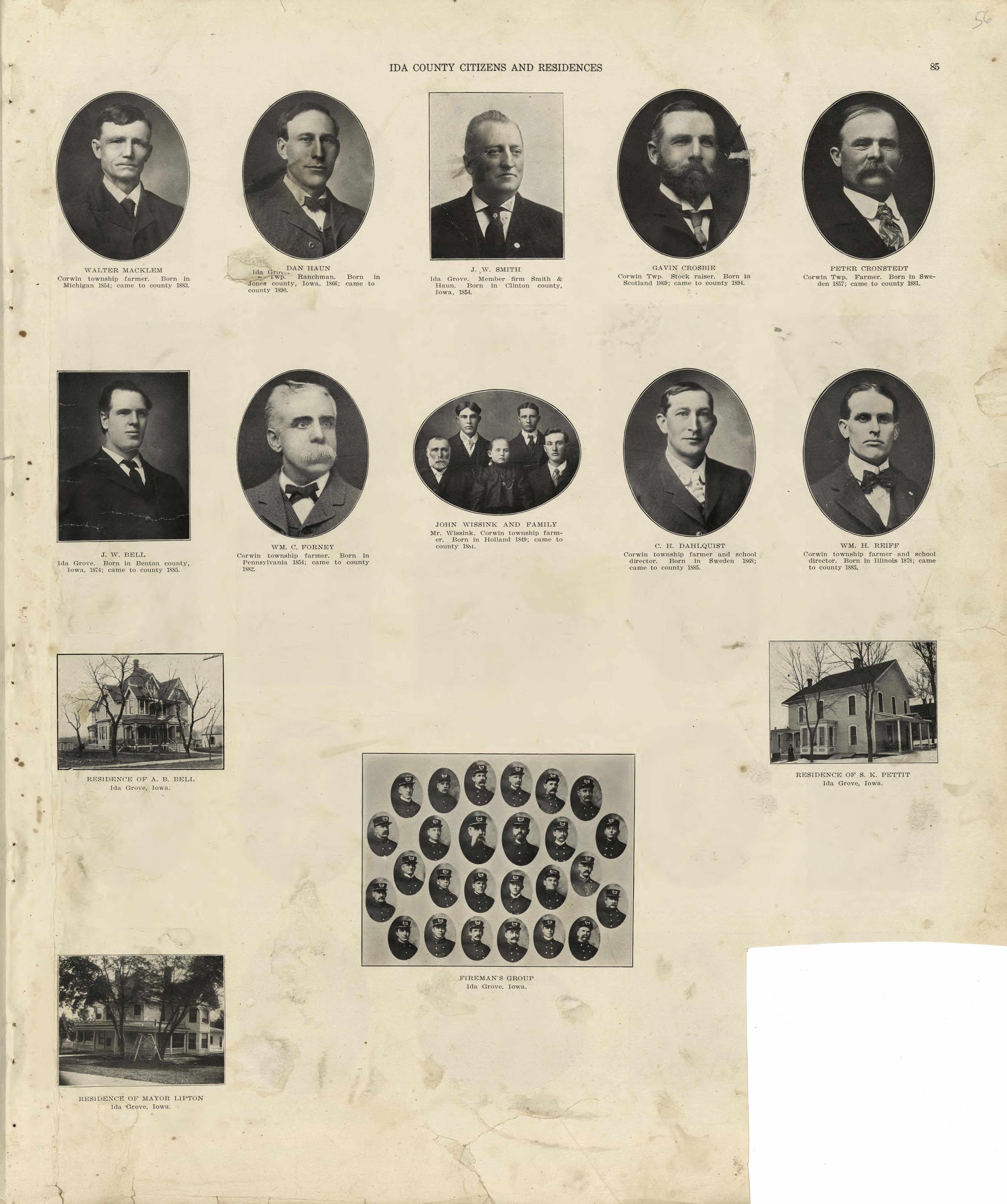 Ida County Citizens and Residences (with Sections Wanting) from Atlas of Ida County, Iowa : Containing Maps of Villages, Cities and Townships of the County, Maps of State, United States and World, Farmers Directory, Business Directory, General Inform... by Relic Map Company
