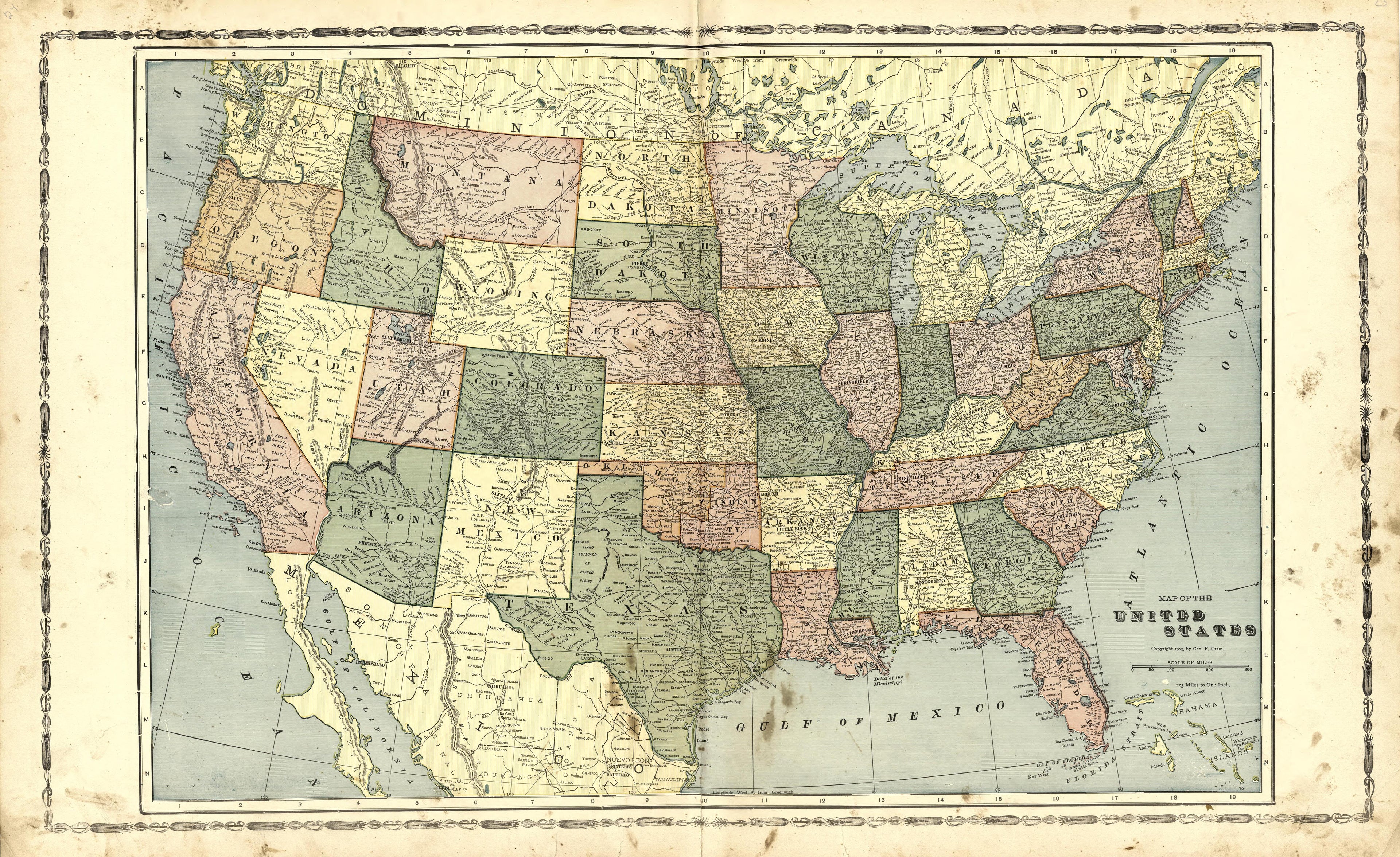 Map of United States from Atlas of Ida County, Iowa : Containing Maps of Villages, Cities and Townships of the County, Maps of State, United States and World, Farmers Directory, Business Directory, General Information 1906 by Relic Map Company