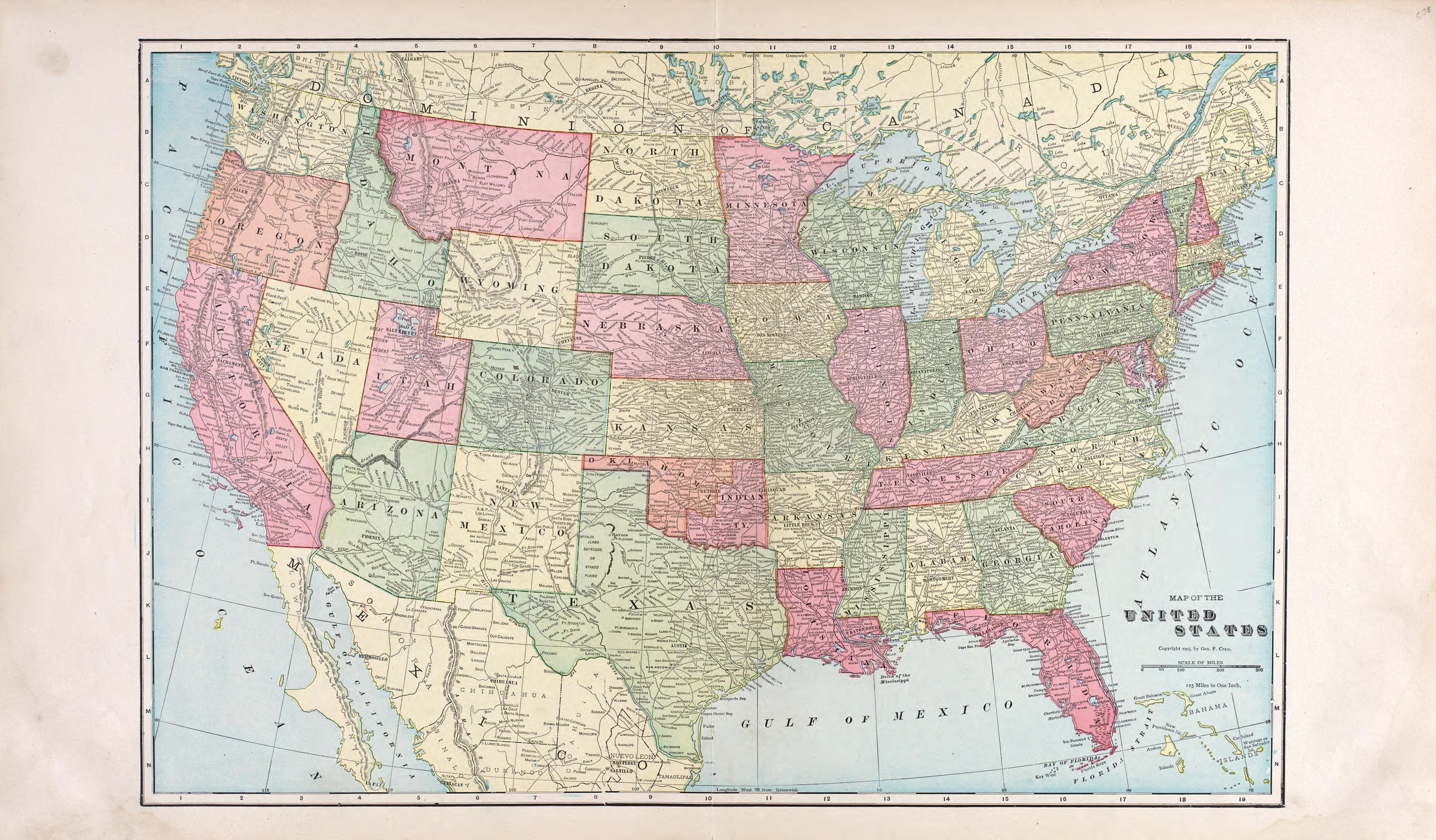 United States from Standard Atlas of Rooks County, Kansas : Including a Plat Book of the Villages, Cities and Townships of the County, Map of the State, United States and World, Patrons Directory, Reference Business … 1904 by Relic Map Company