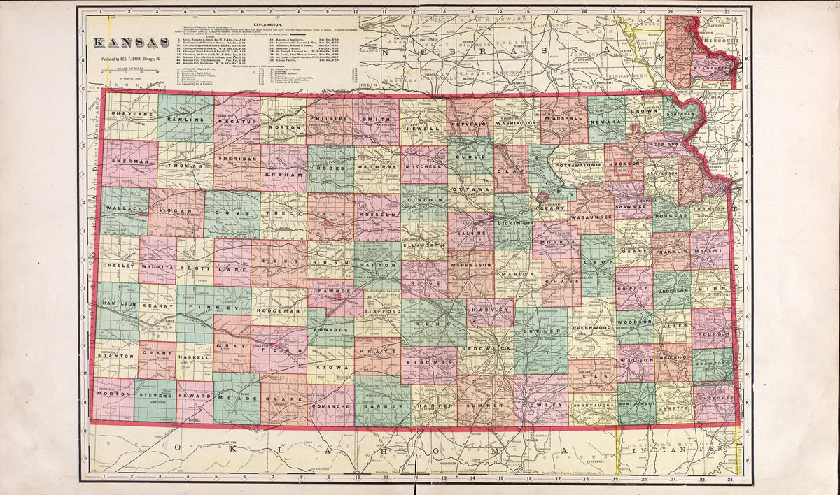 Kansas from Standard Atlas of Rooks County, Kansas : Including a Plat Book of the Villages, Cities and Townships of the County, Map of the State, United States and World, Patrons Directory, Reference Business … 1904 by Relic Map Company
