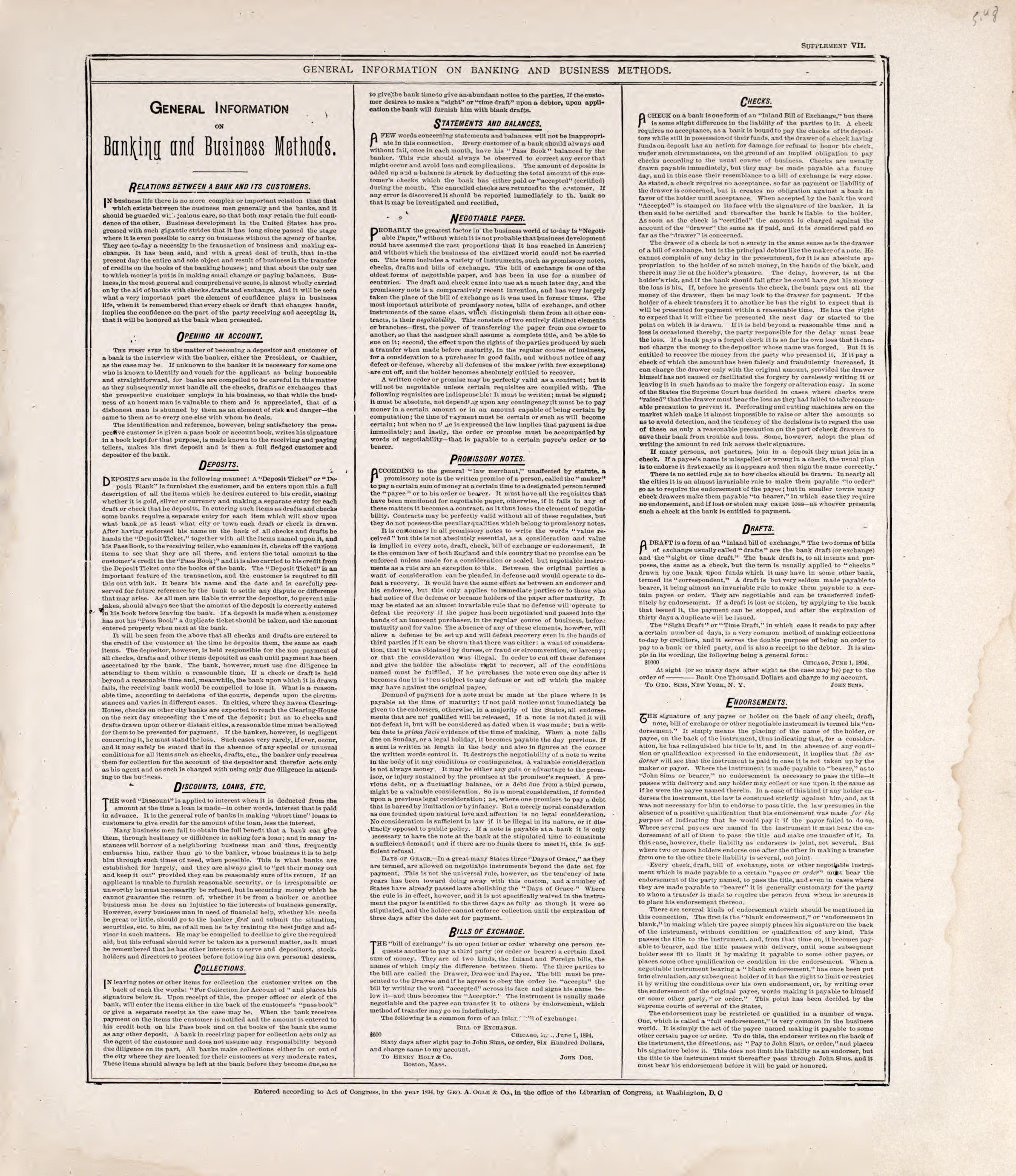 General Information On Banking and Business Methods from Standard Atlas of Rooks County, Kansas : Including a Plat Book of the Villages, Cities and Townships of the County, Map of the State, United States and World, Patrons Directory, Reference Busine... by Relic Map Company