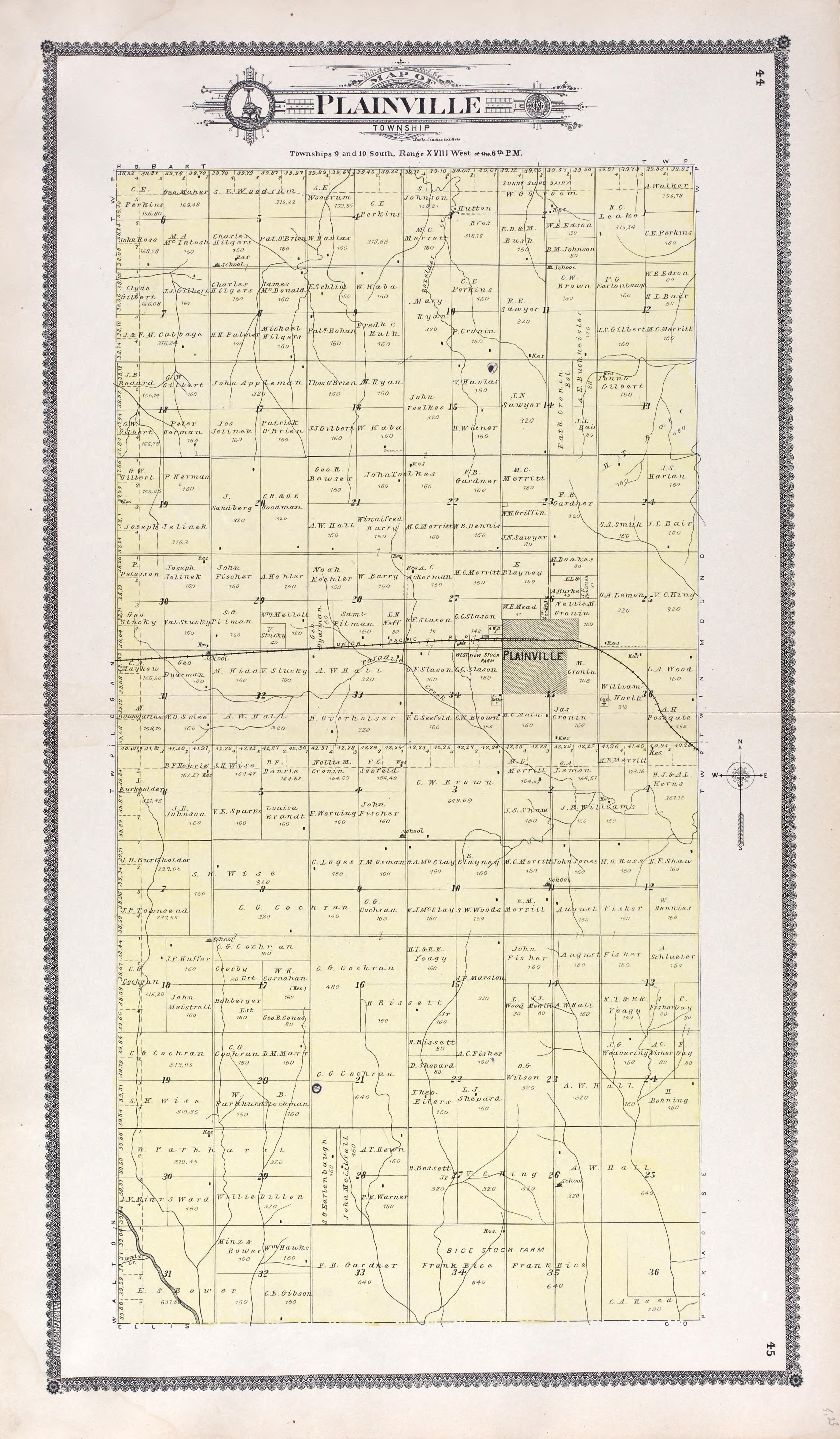 Plainfield from Standard Atlas of Rooks County, Kansas : Including a Plat Book of the Villages, Cities and Townships of the County, Map of the State, United States and World, Patrons Directory, Reference Business … 1904 by Relic Map Company