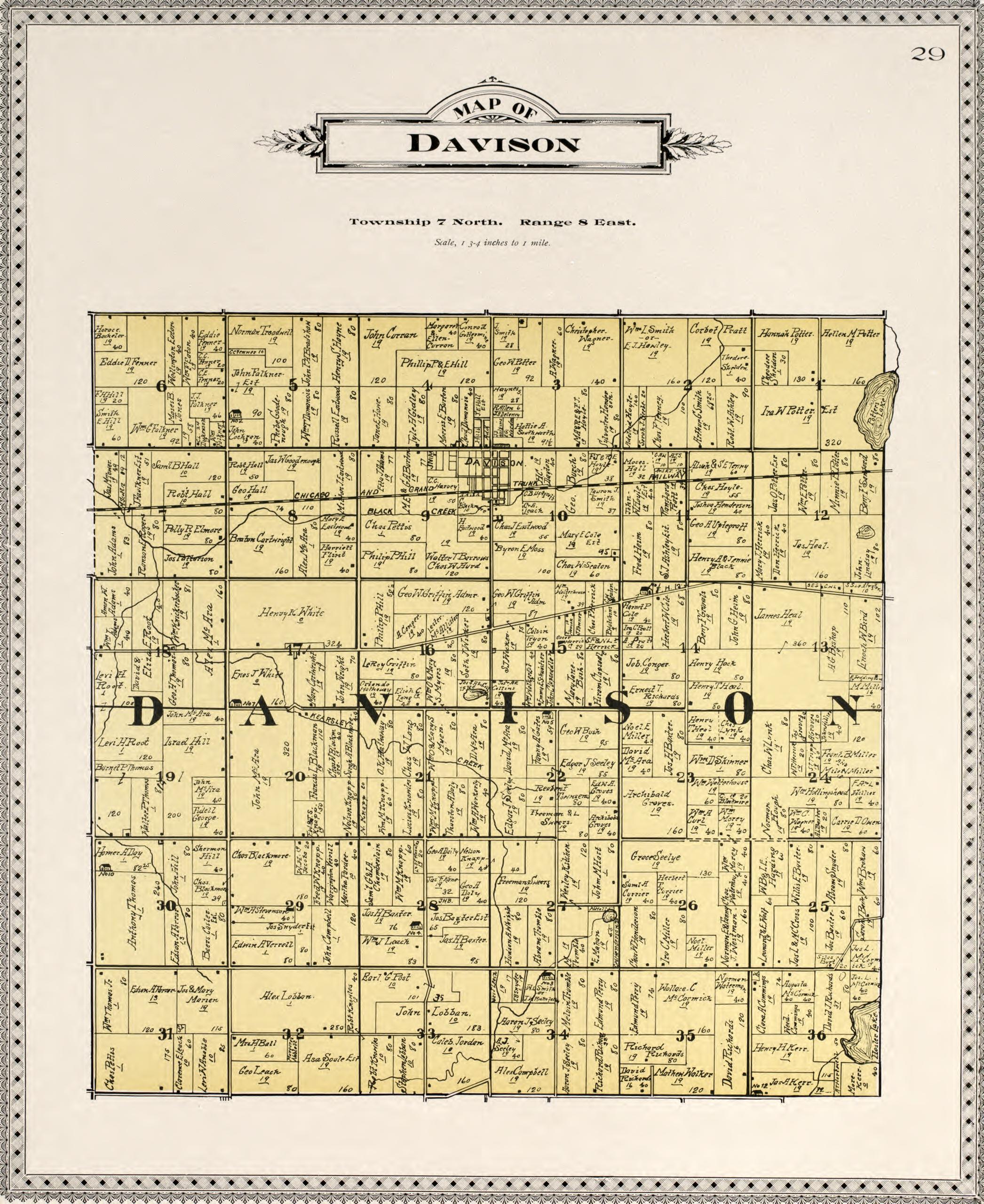 Map of Davison from Atlas of Genesee County, Michigan : Containing Maps of Every Township In the County, With Village and City Plats, Also Maps of Michigan and the United States, from Official Records 1899 by Relic Map Company