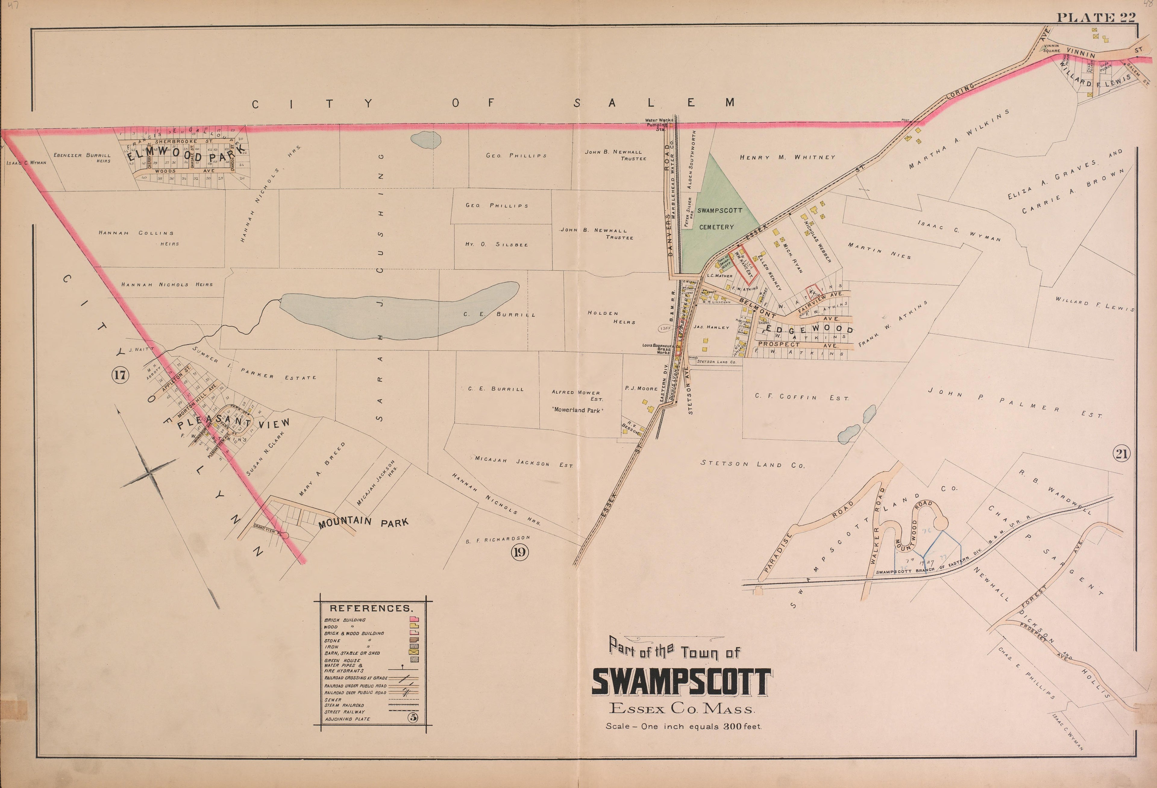 Swampscott--Plate 22 from Atlas of the City of Lynn, Massachusetts : Including Also the Towns of Swampscott and Saugus : Based Upon, and Carefully Compiled From, the Best Obtainable Public and Private Sources, Together With … 1897 by Relic Map Company