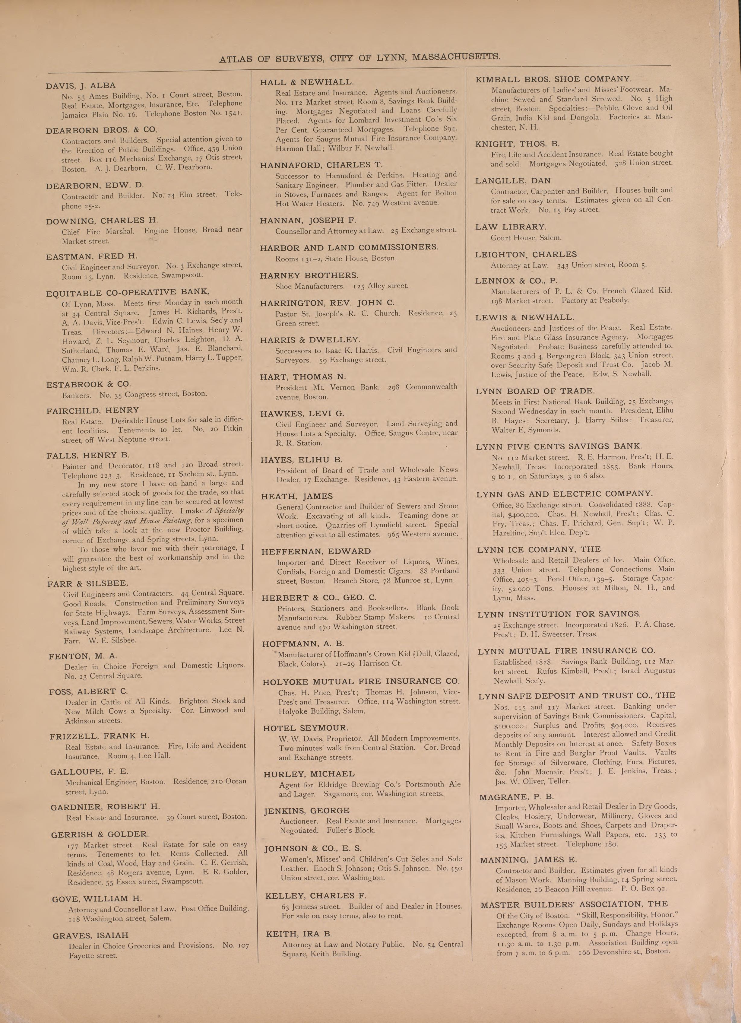 Atlas of Surveys, City of Lynn--continued from Atlas of the City of Lynn, Massachusetts : Including Also the Towns of Swampscott and Saugus : Based Upon, and Carefully Compiled From, the Best Obtainable Public and Private Sources, Together With … 1897 by Relic Map Company