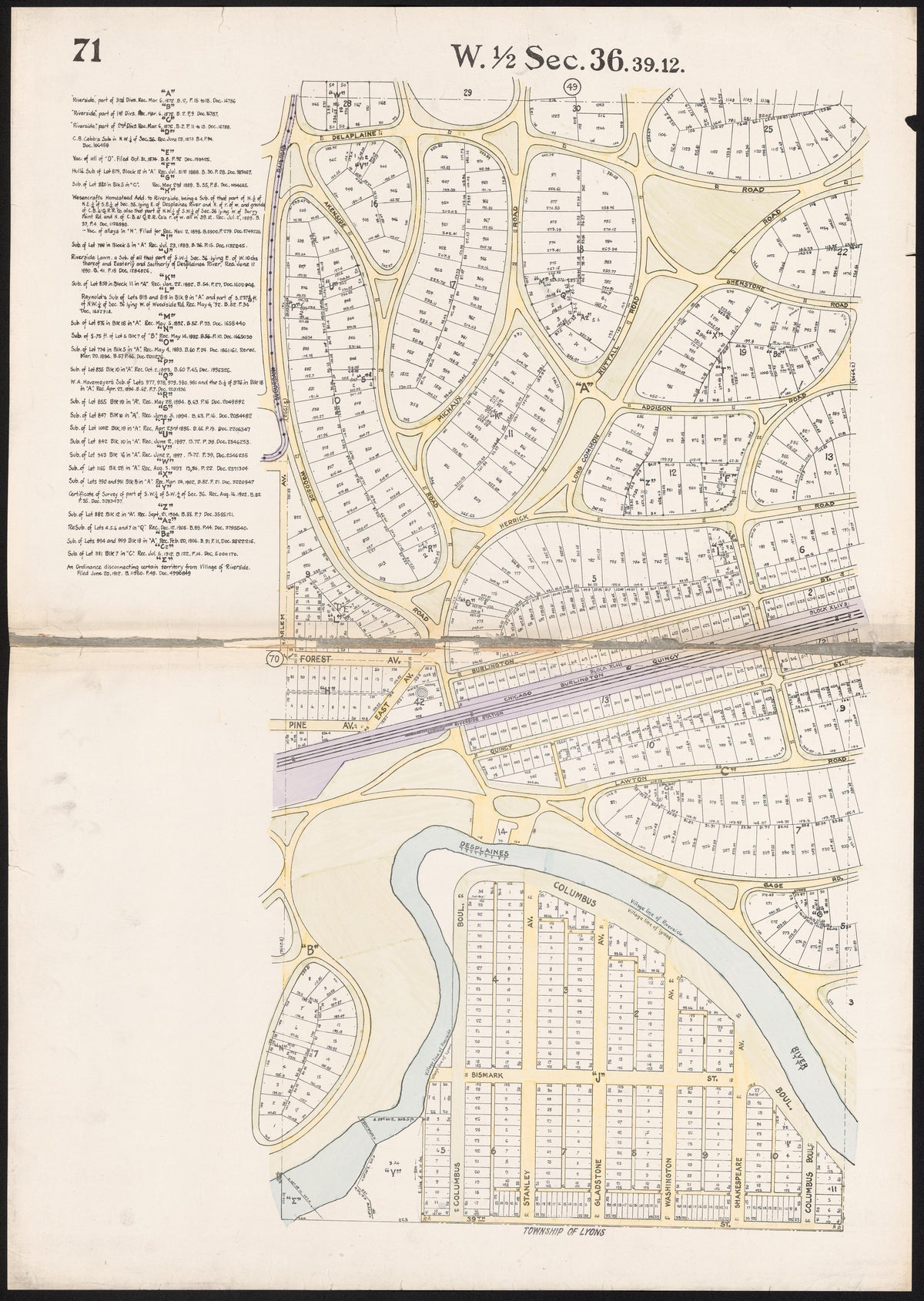 (71) W. 1/2 Sec.36.39.12. from Real Estate Map Publishing Co&