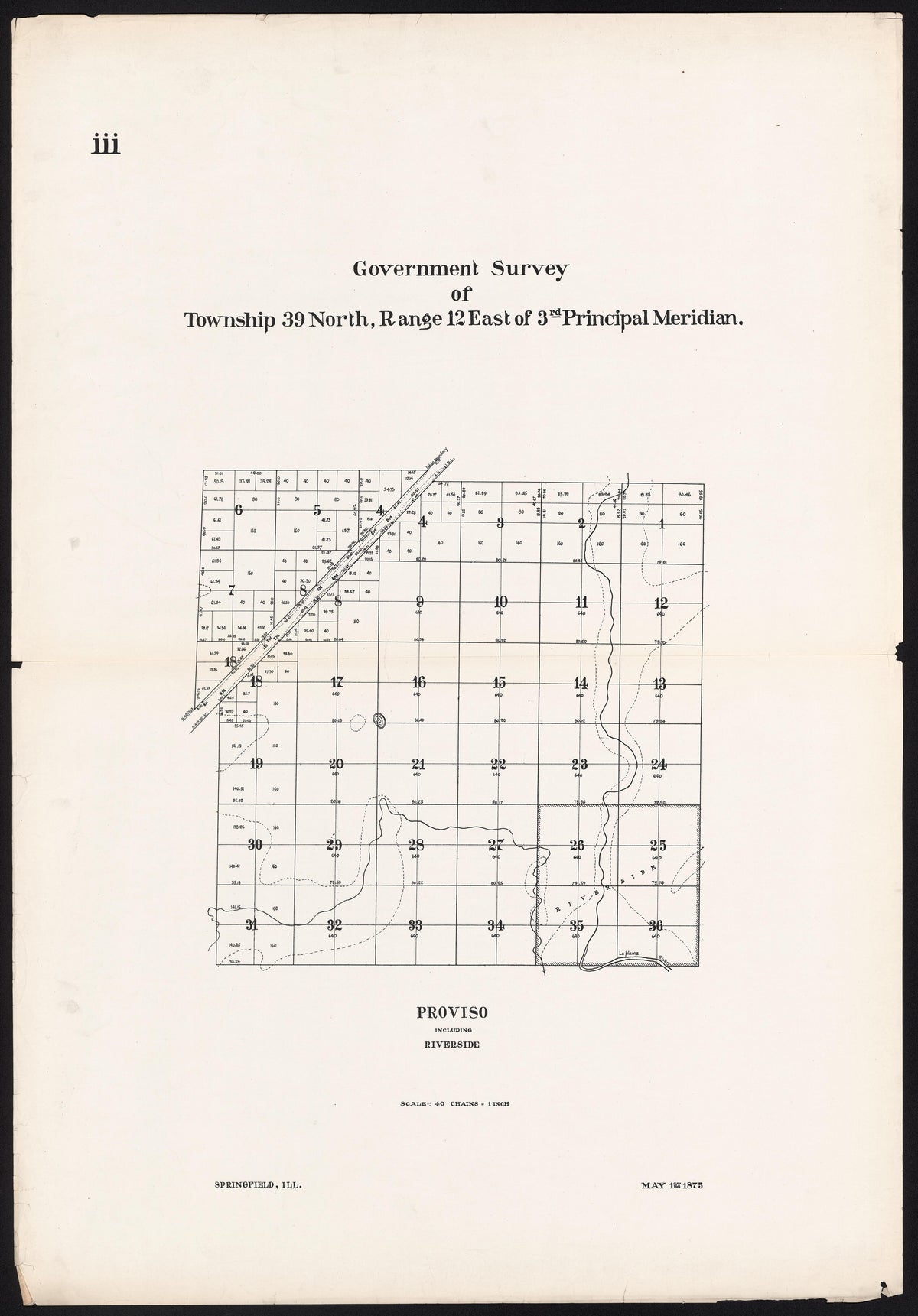 Government Survey of Township 39 North, Range 12 East of 3rd Principle Meridian from Real Estate Map Publishing Co&