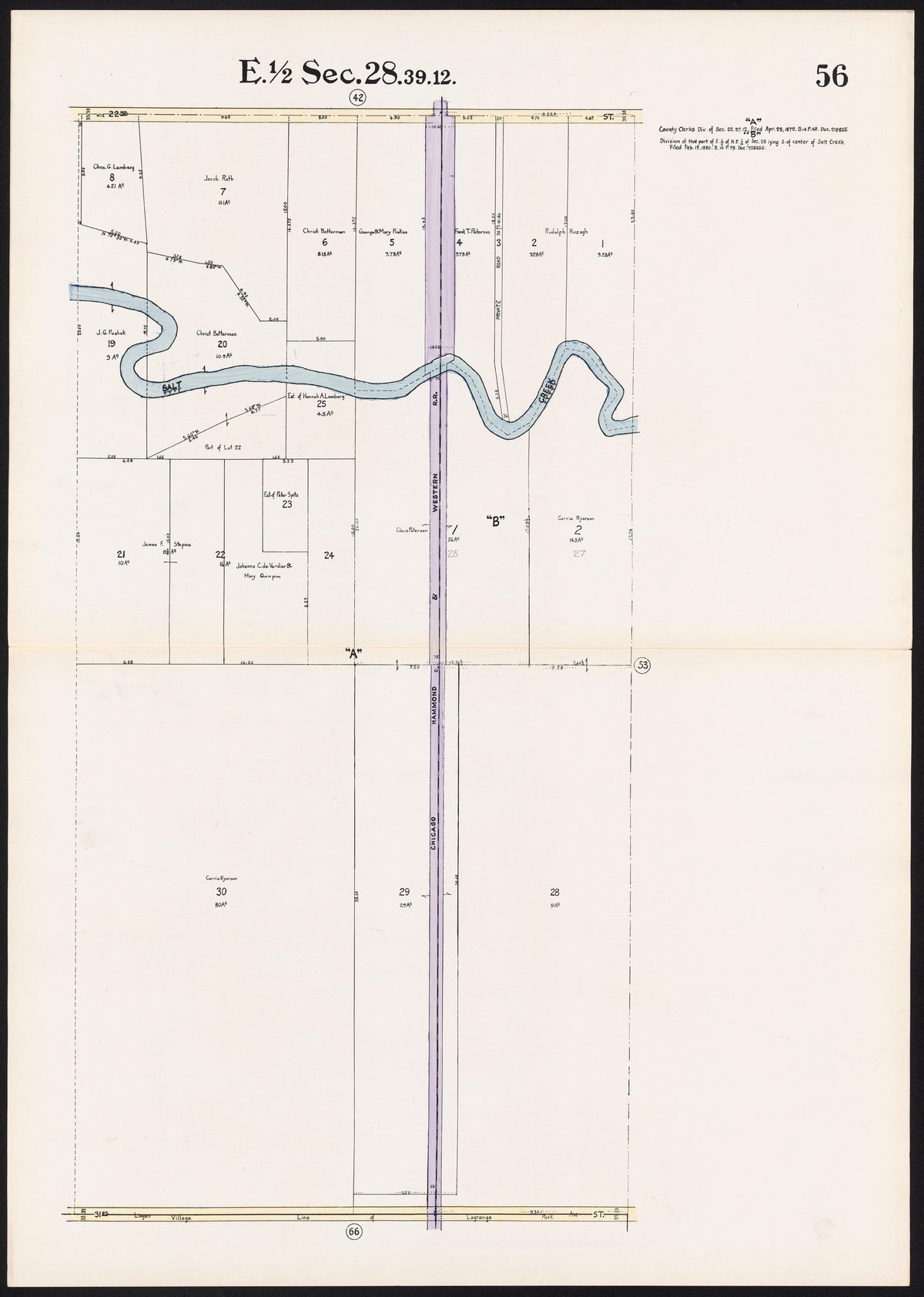 (56) E. 1/2 Sec.28.39.12. from Real Estate Map Publishing Co&