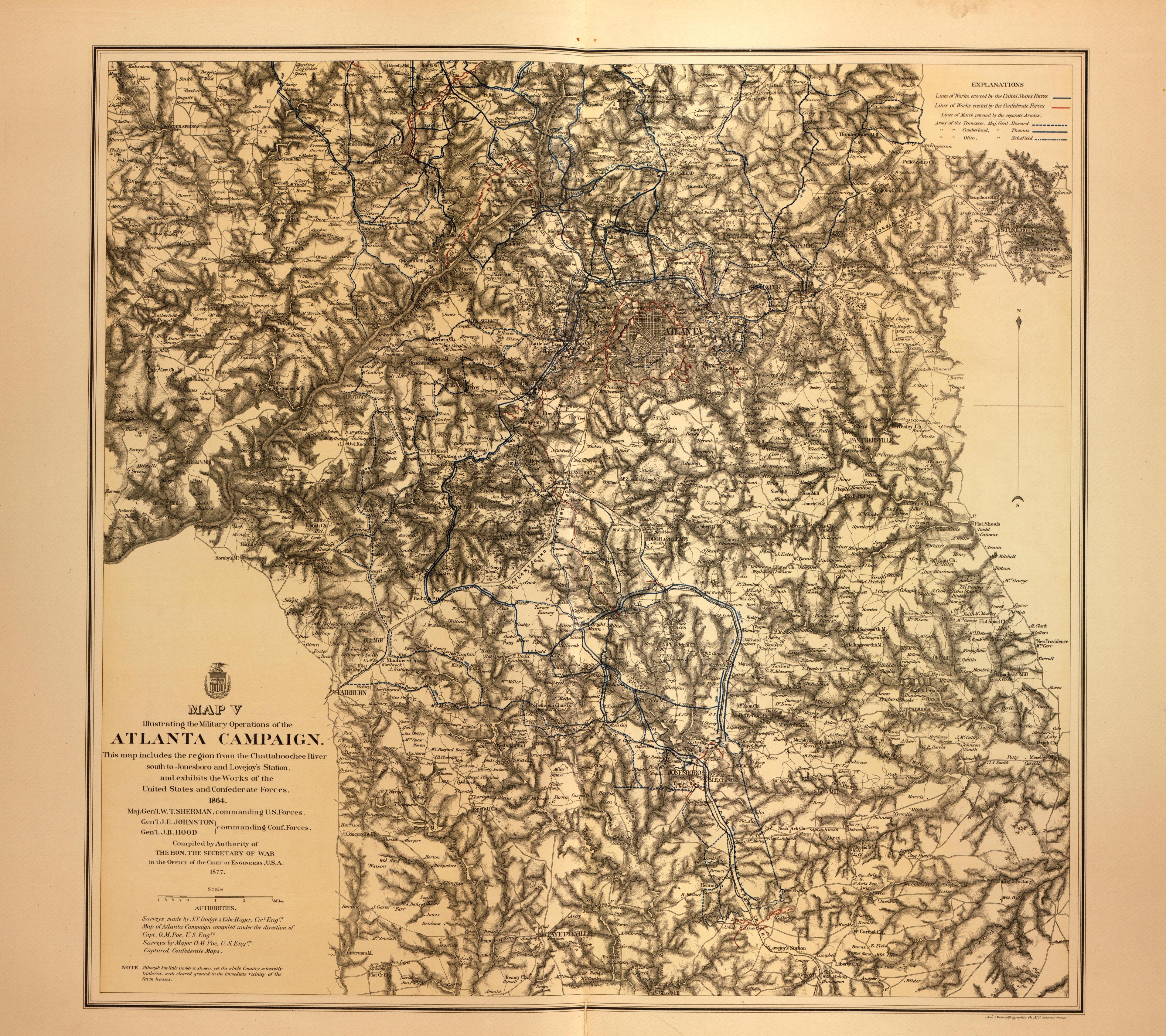 Map of Atlanta Campaign, Chattahoochee River to Jonesboro and Lovejoy&