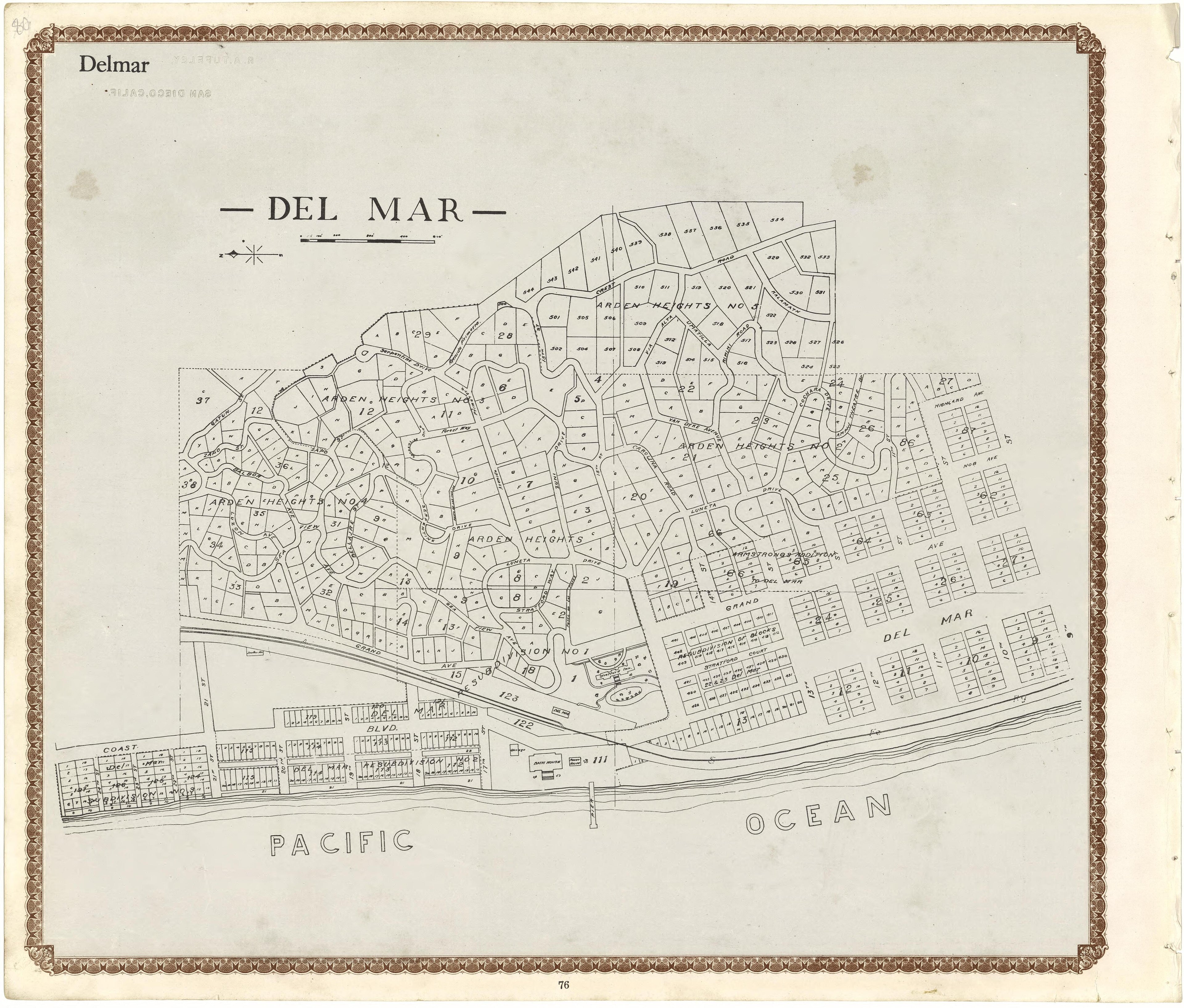 Del Mar from Plat Book of San Diego County, California 1912 by Relic Map Company
