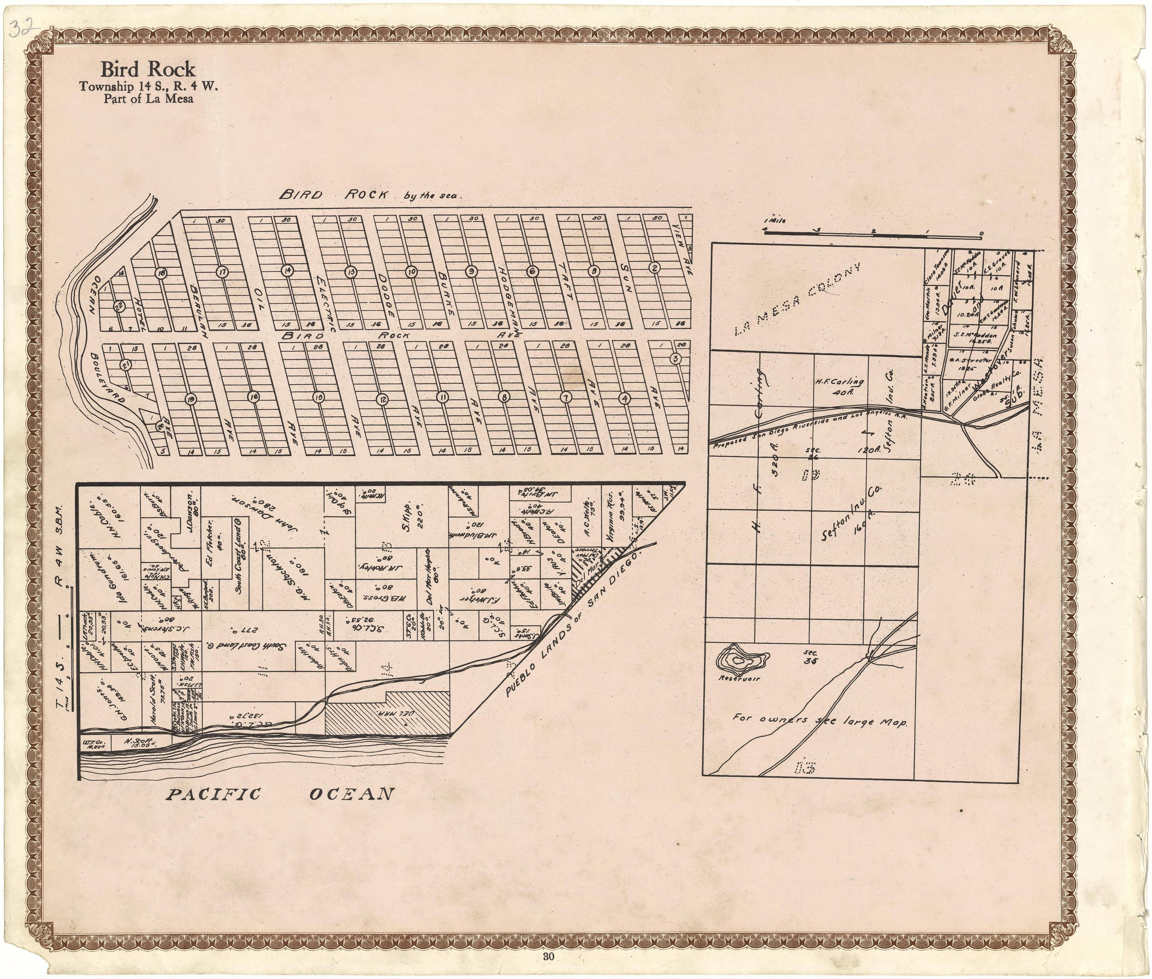 Bird Rock from Plat Book of San Diego County, California 1912 by Relic Map Company
