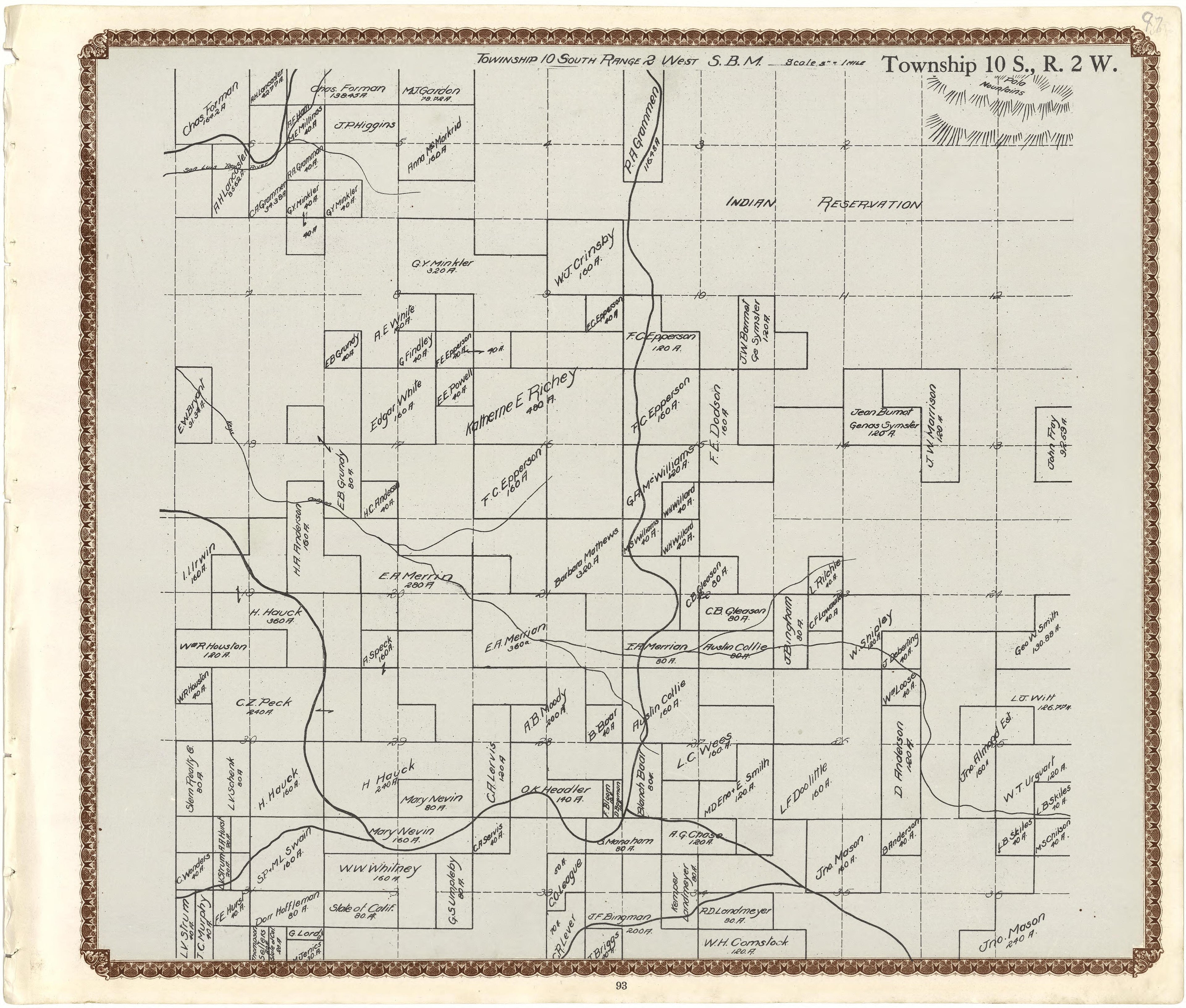 Township 10 S., R. 2 W from Plat Book of San Diego County, California 1912 by Relic Map Company