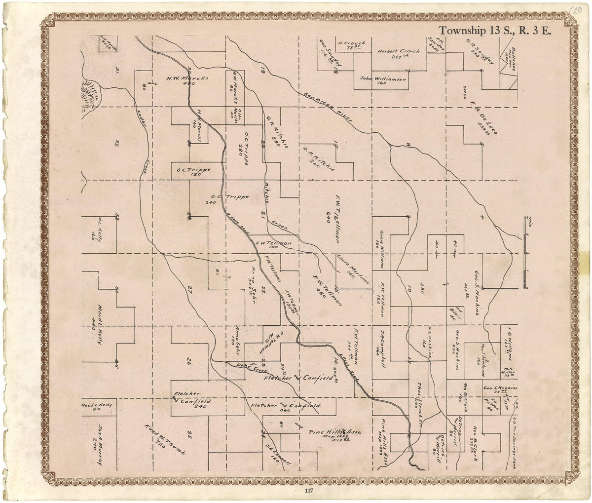Township 13 S., R. 3 E from Plat Book of San Diego County, California 1912 by Relic Map Company