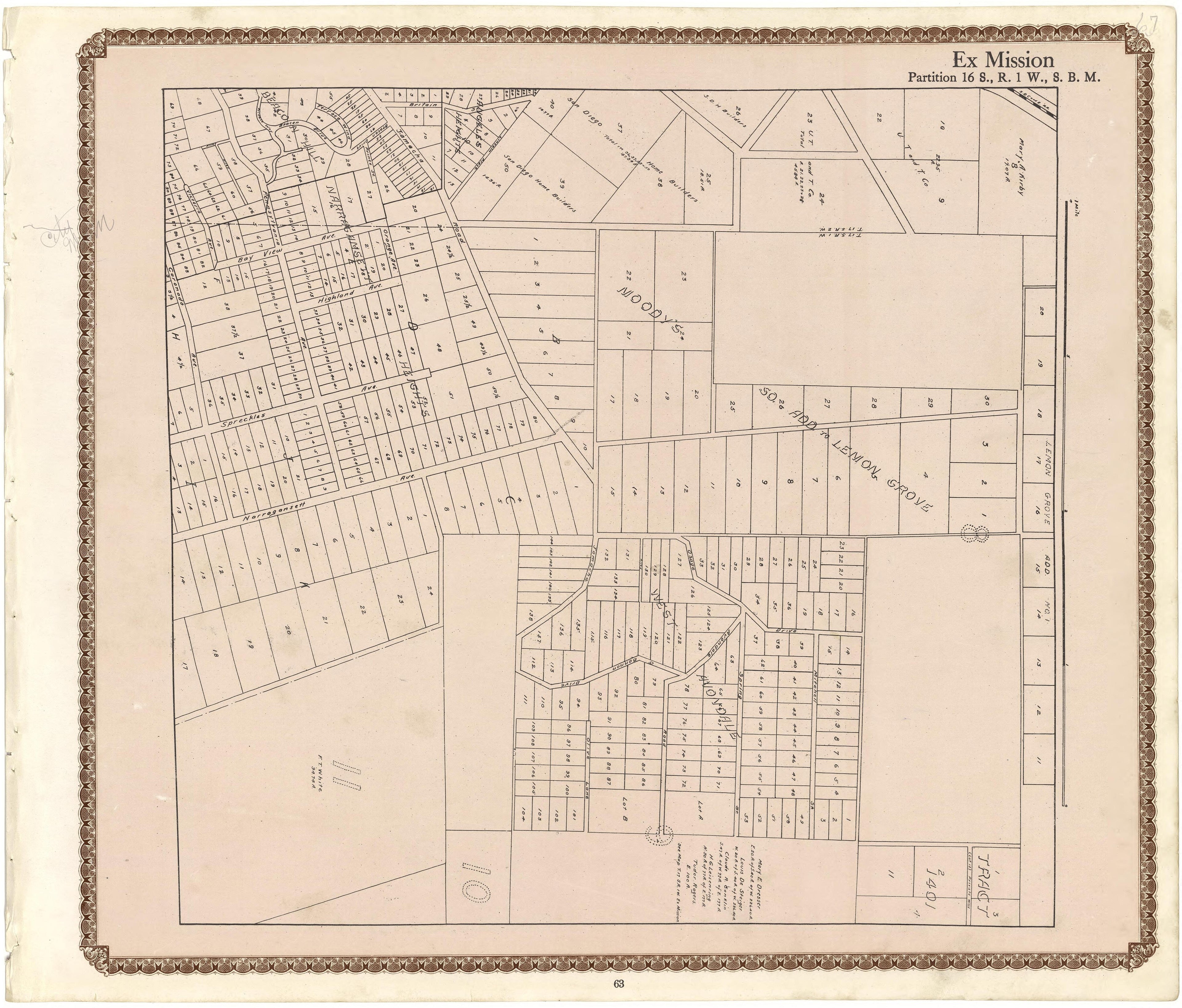 Ex Mission from Plat Book of San Diego County, California 1912 by Relic Map Company