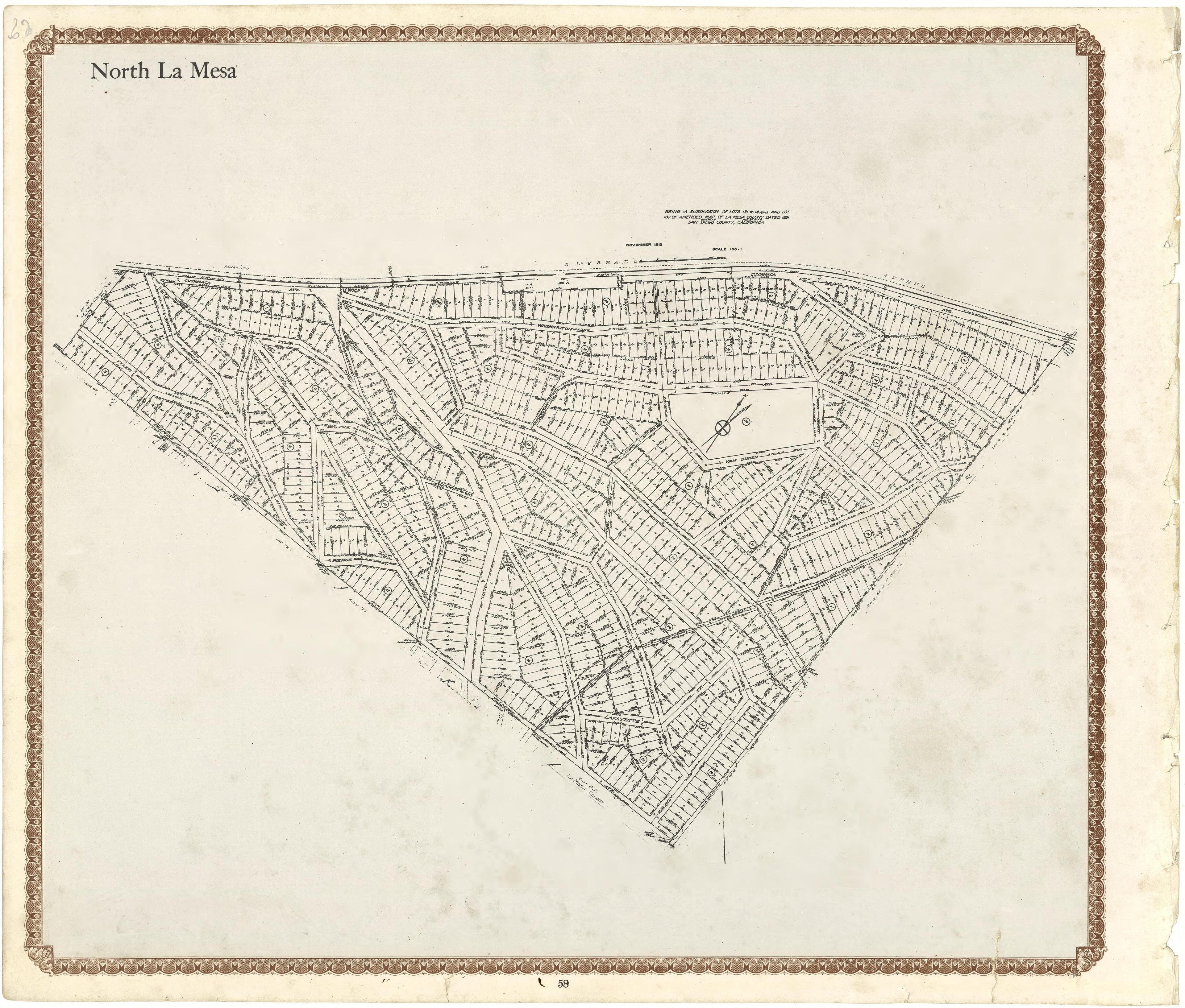 North La Mesa from Plat Book of San Diego County, California 1912 by Relic Map Company